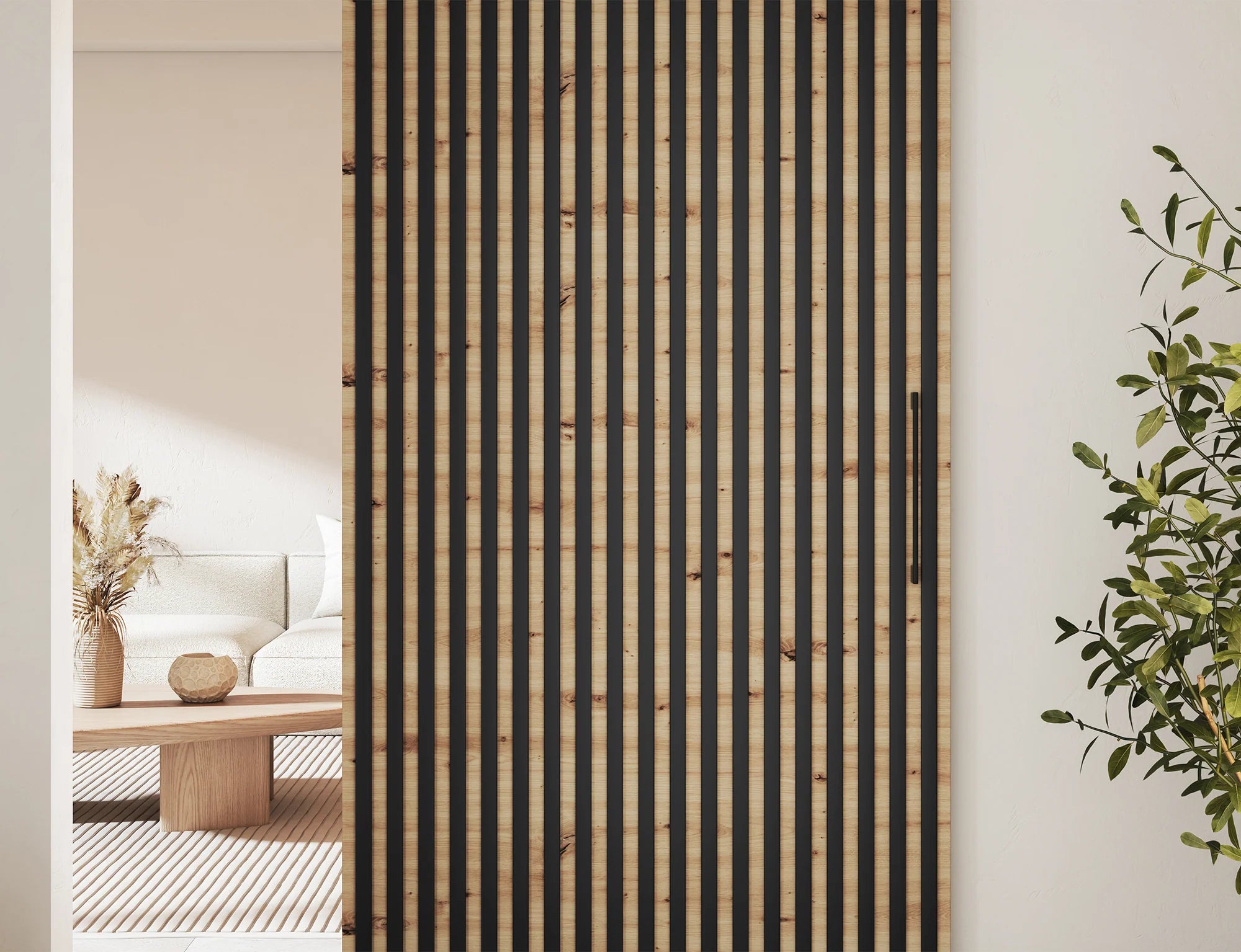 Tauricio I Sliding Door - Black / Wotan Oak 205x96cm