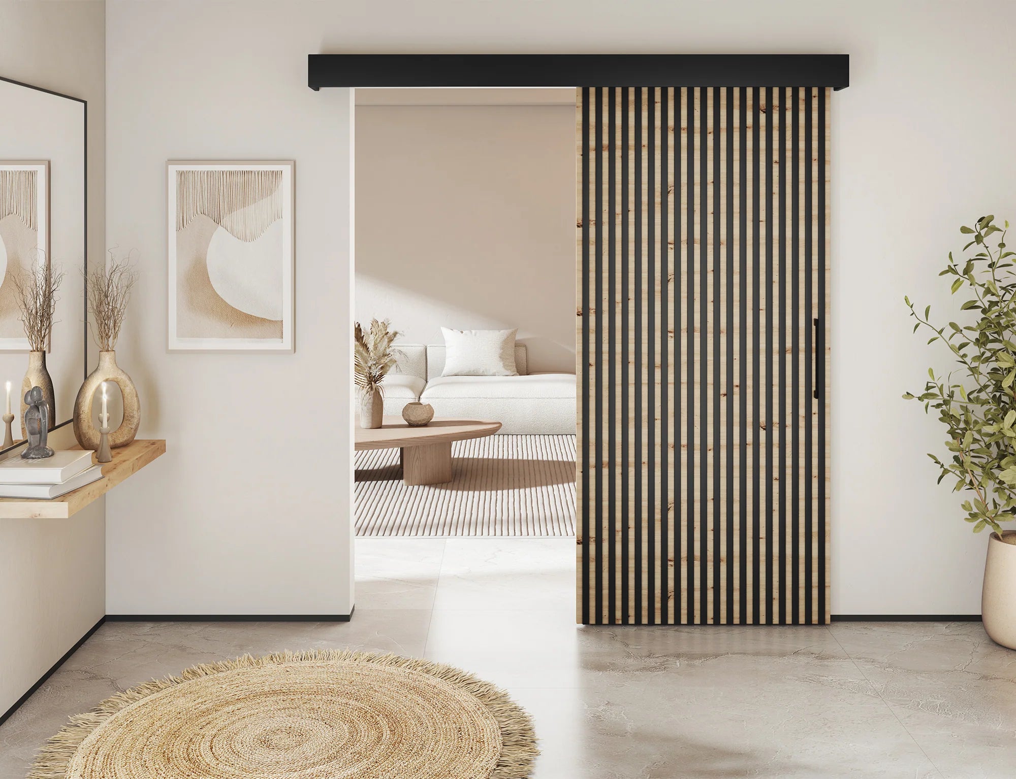 Tauricio I Sliding Door - Black / Wotan Oak 205x96cm