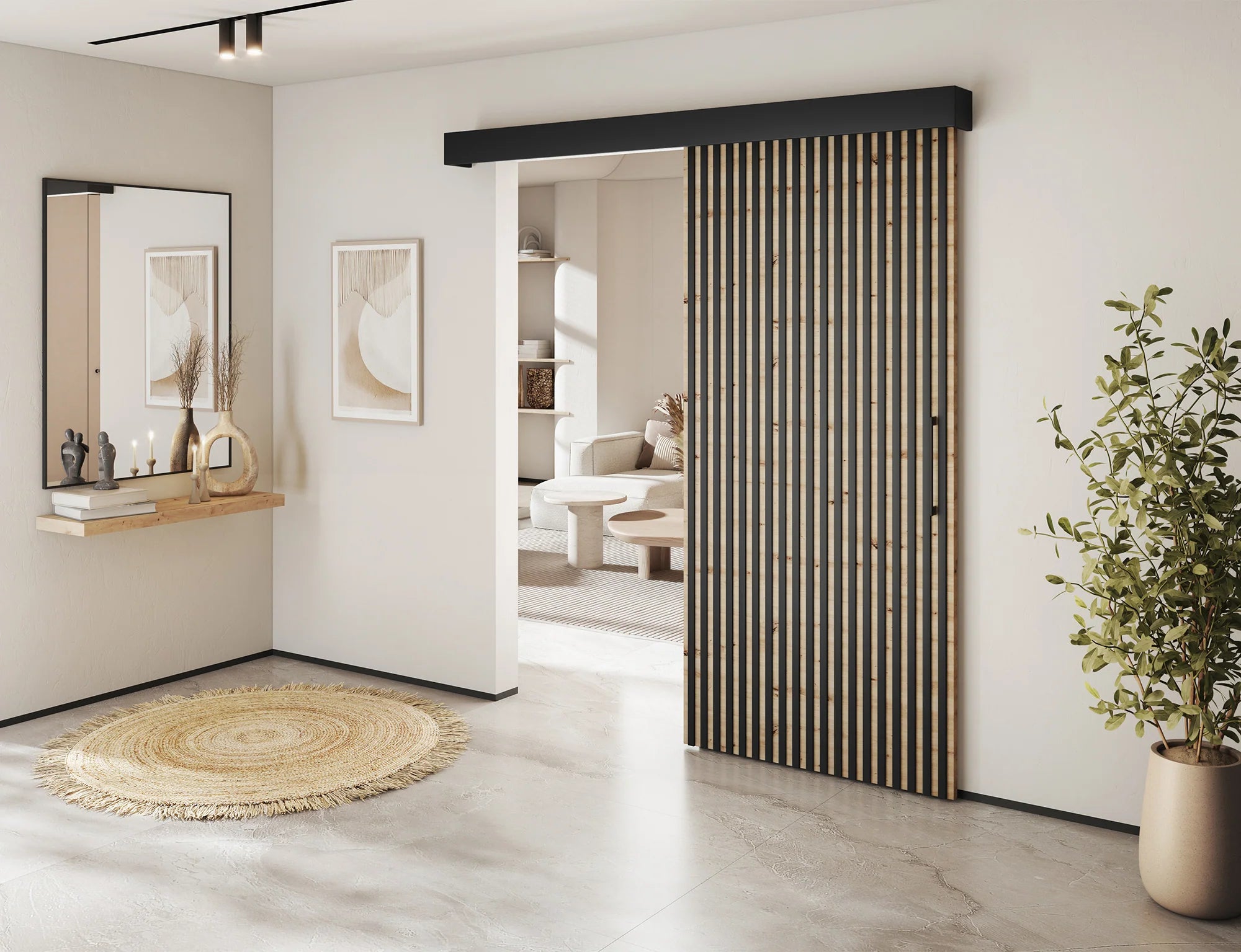 Tauricio I Sliding Door - Black / Wotan Oak 205x96cm