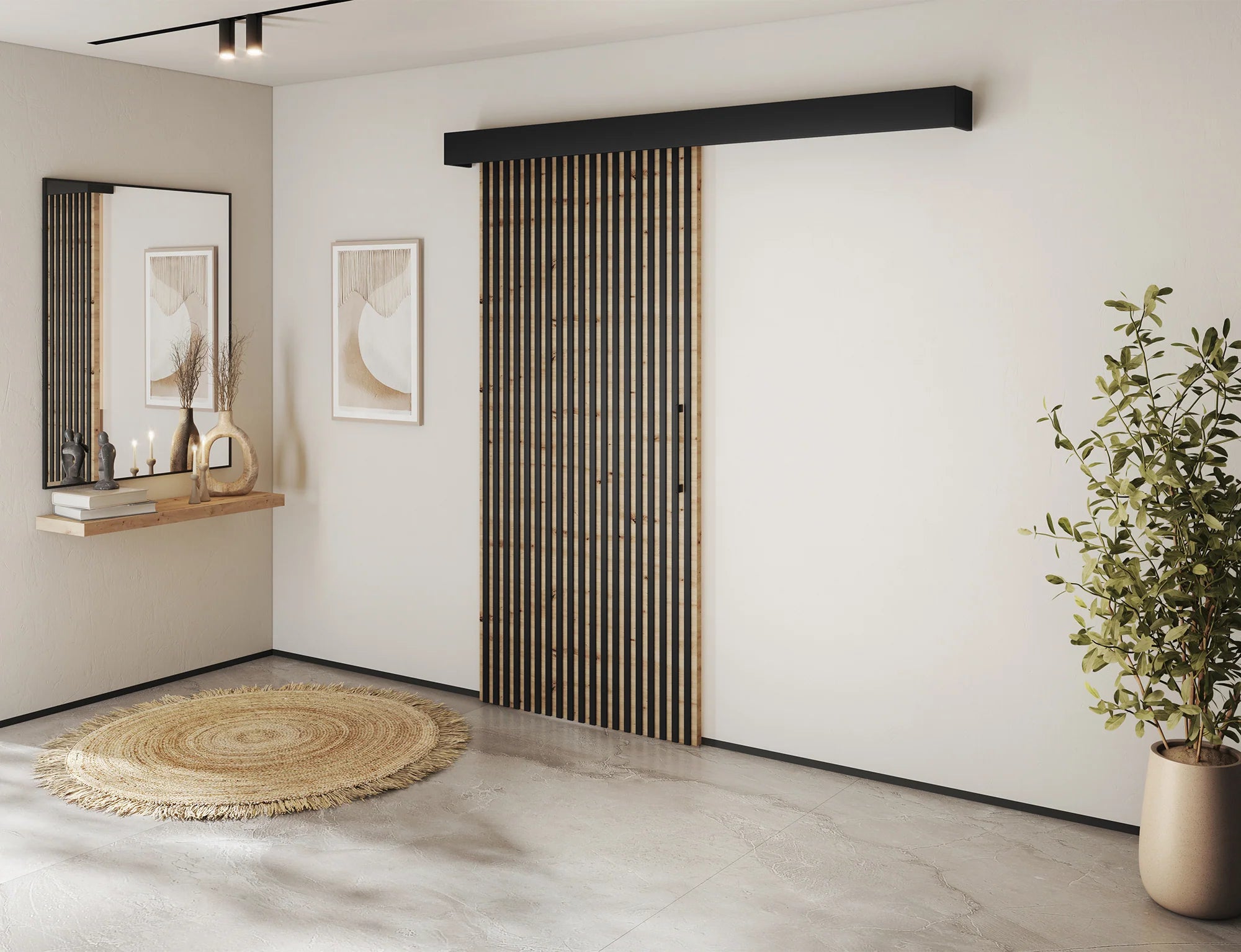 Tauricio I Sliding Door - Black / Wotan Oak 205x96cm