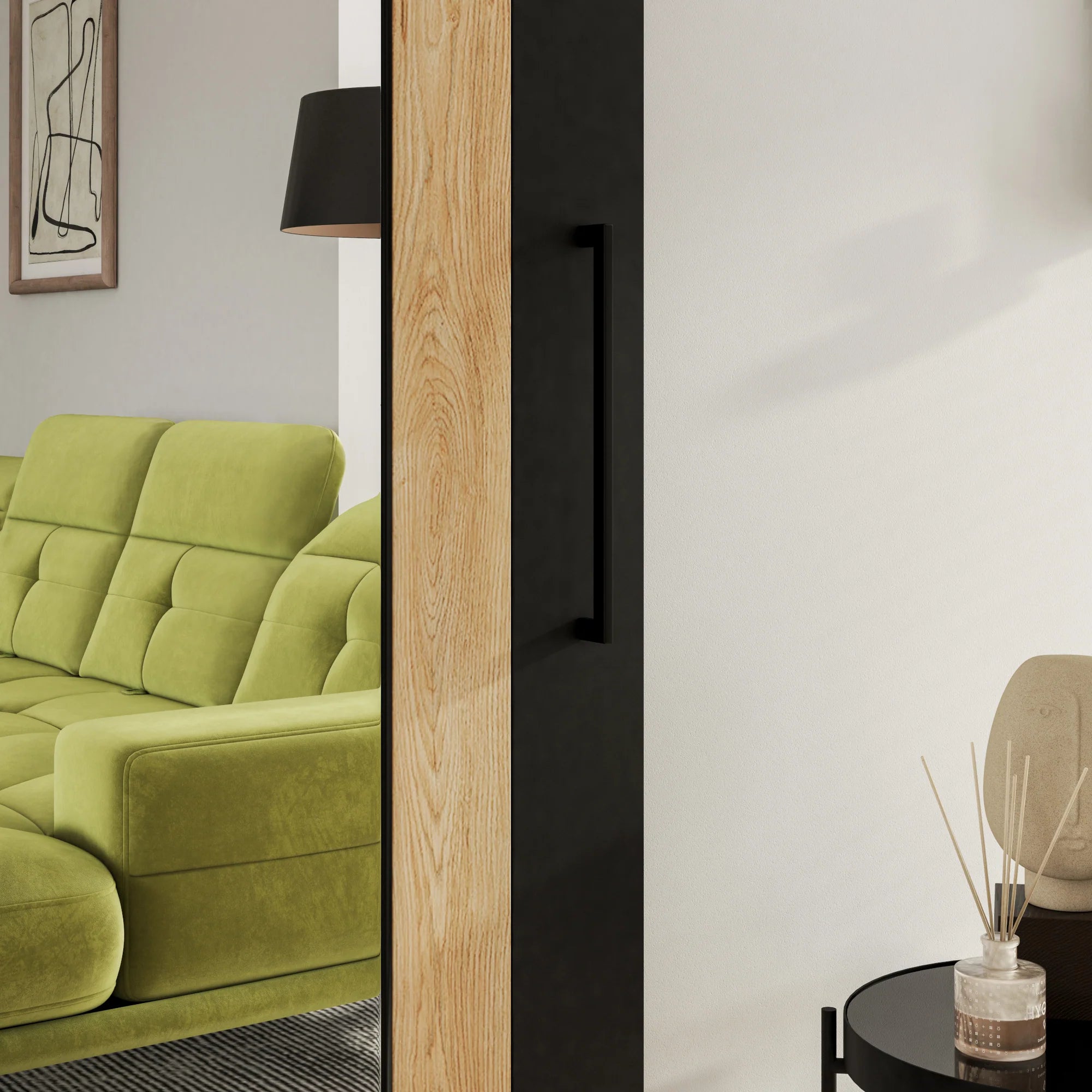 Tilmann I Sliding Door - white Mirror 205x96cm