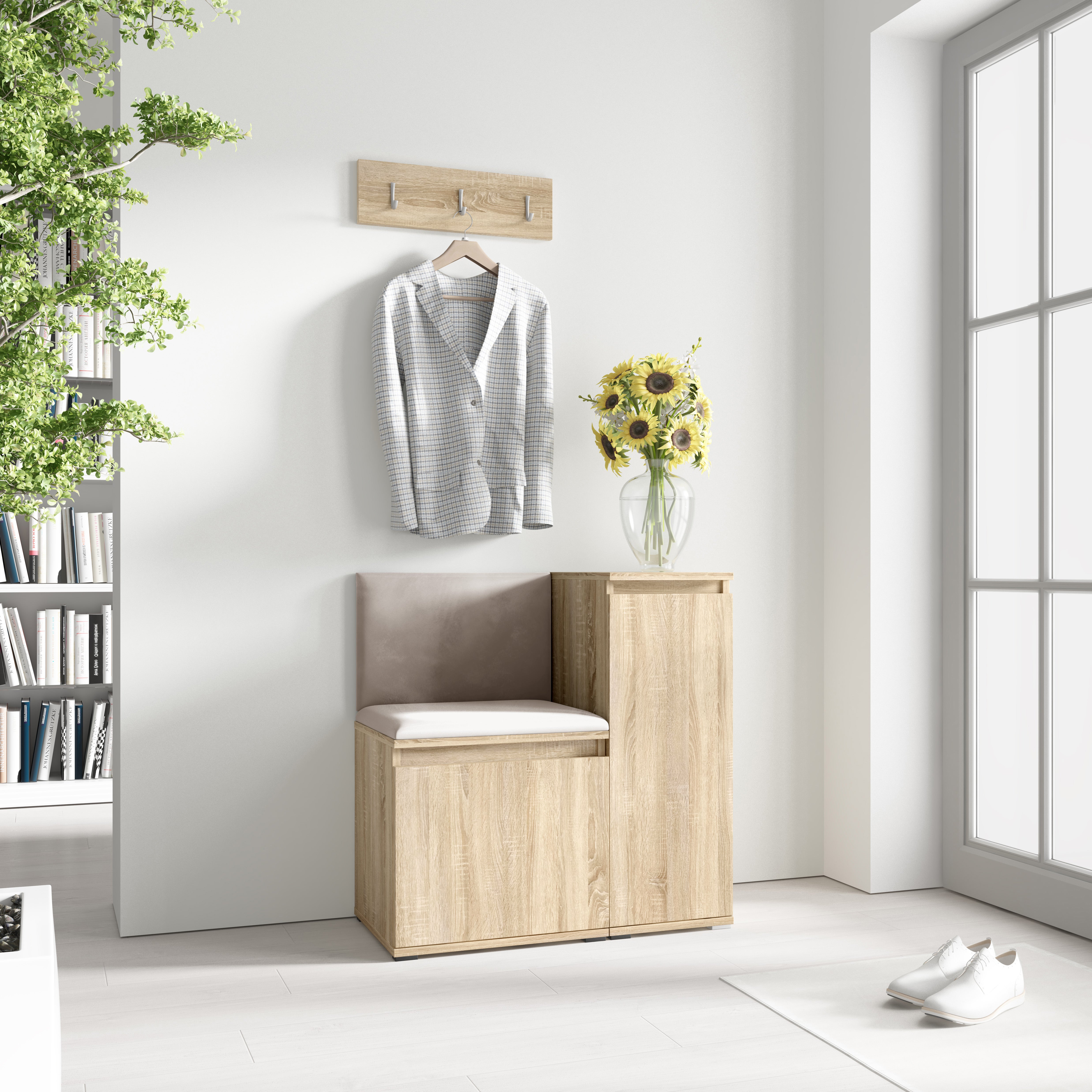 PK Emi 30 Hallway Wardrobe Sonoma Oak - Upholstered Panels in Various Colours
