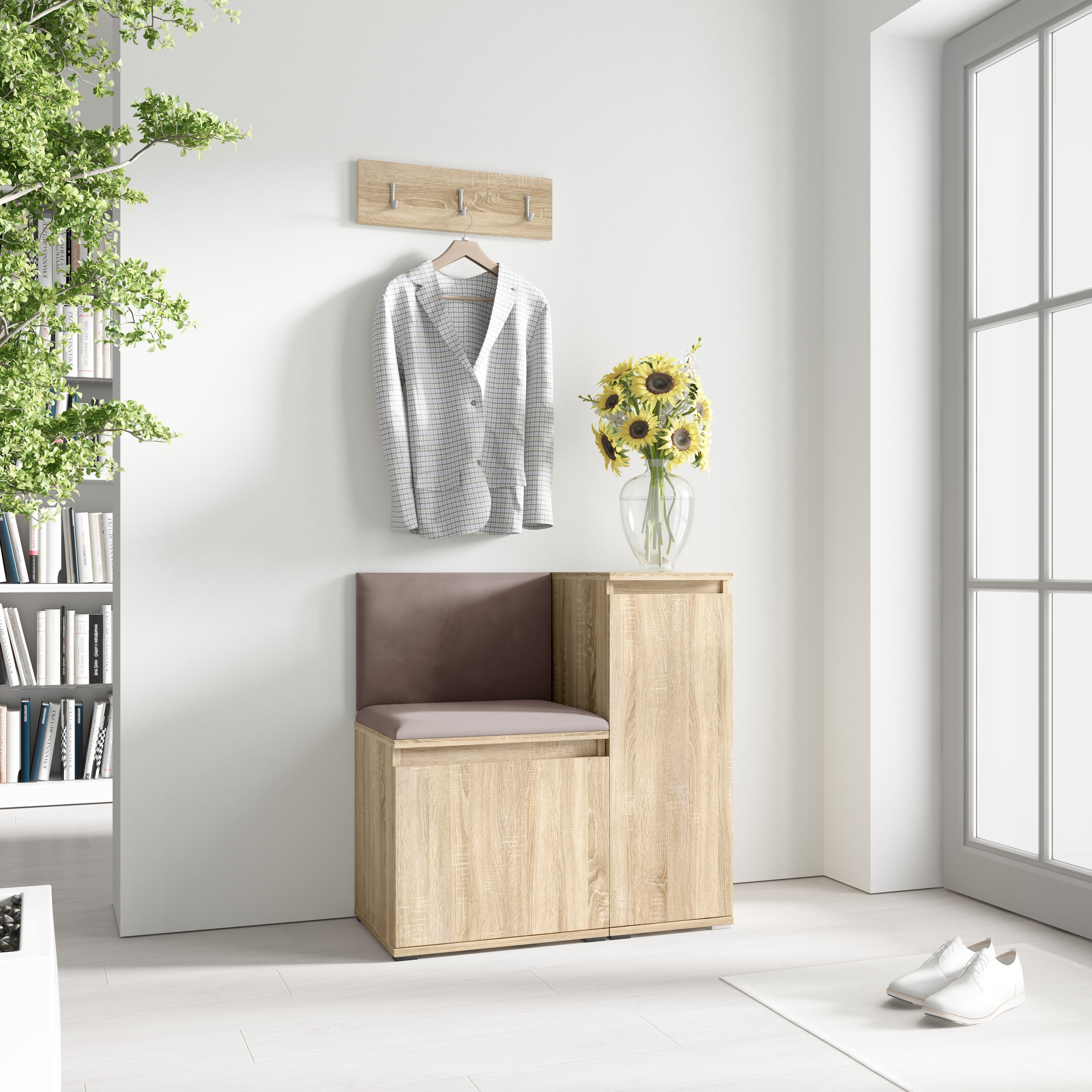 PK Emi 30 Hallway Wardrobe Sonoma Oak - Upholstered Panels in Various Colours