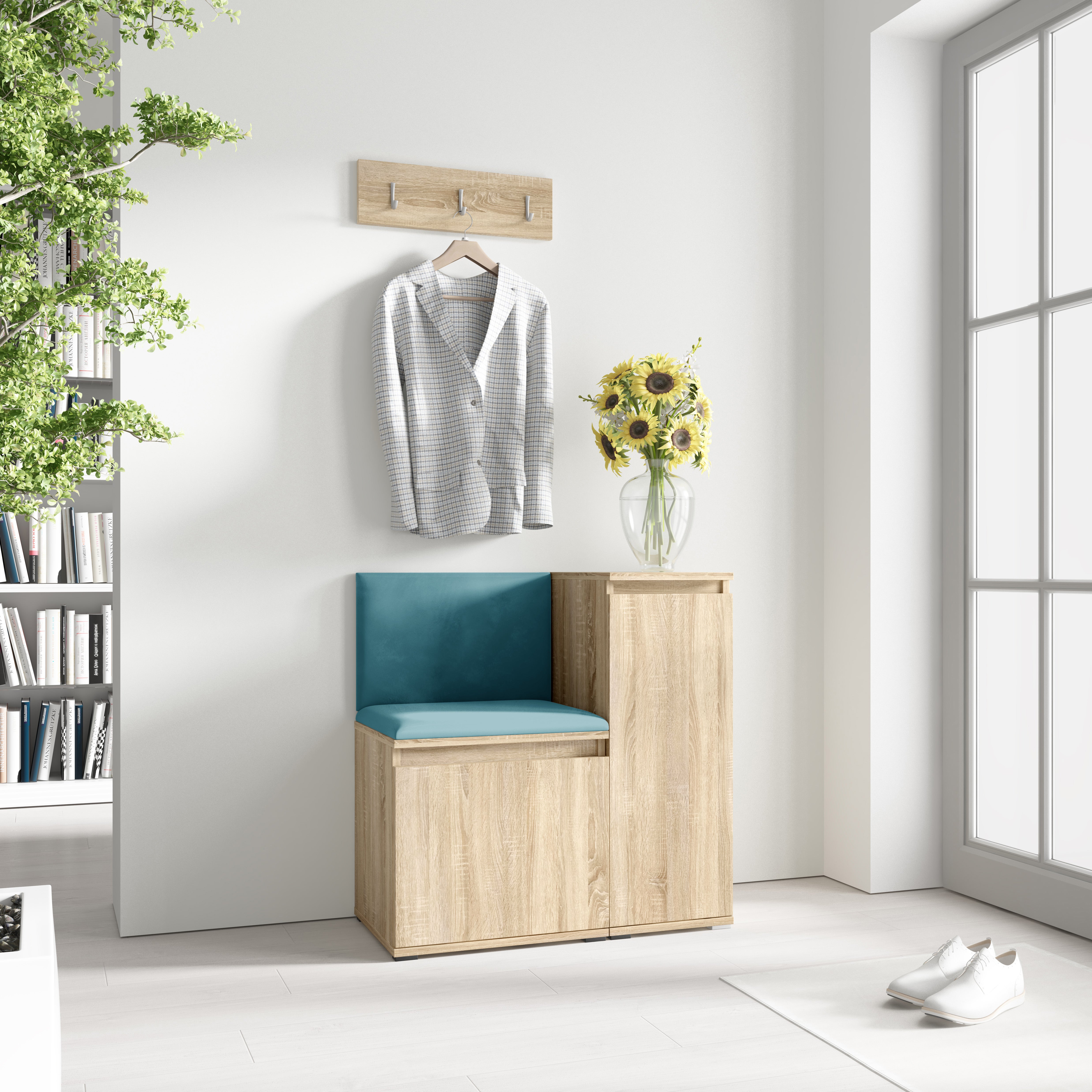 PK Emi 30 Hallway Wardrobe Sonoma Oak - Upholstered Panels in Various Colours