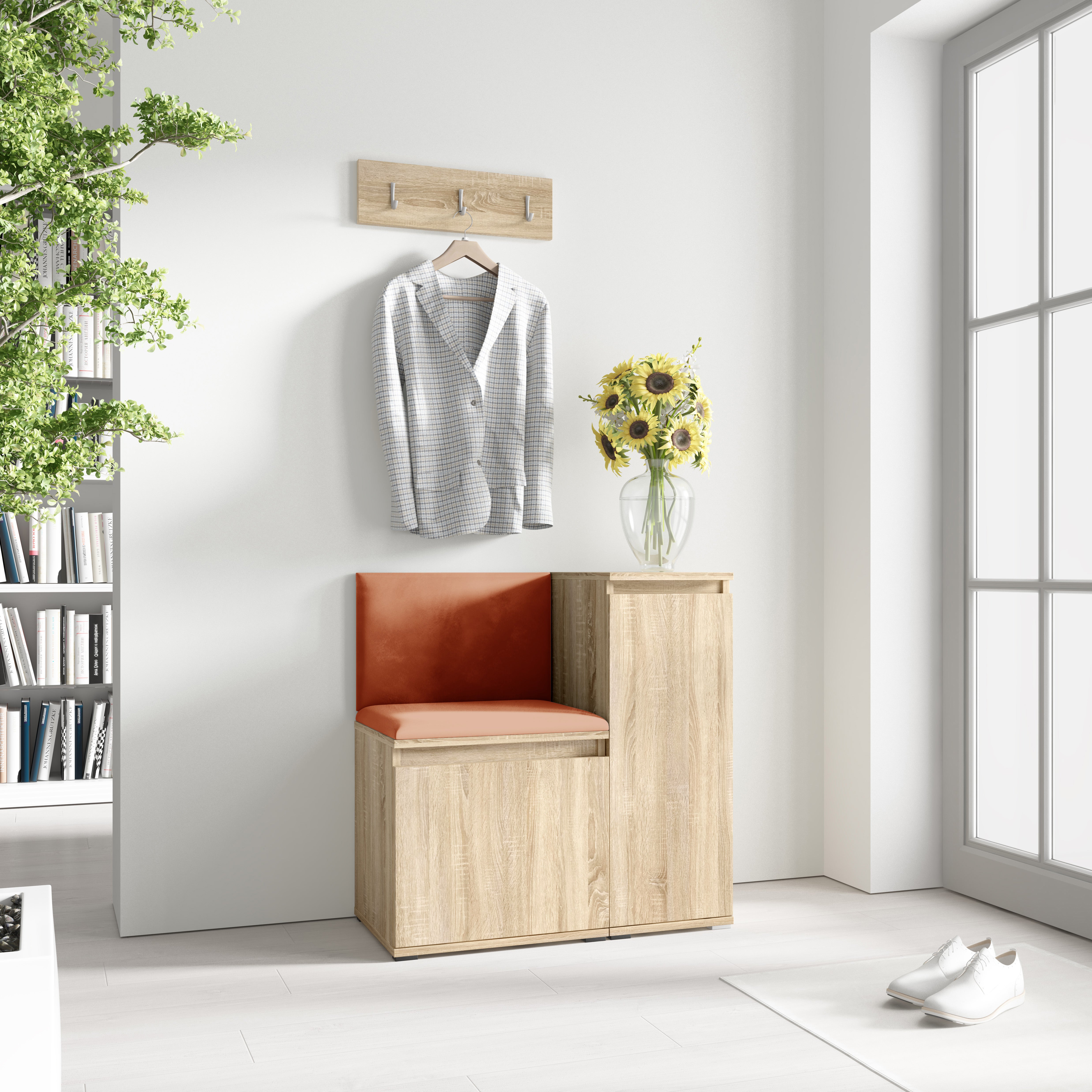 PK Emi 30 Hallway Wardrobe Sonoma Oak - Upholstered Panels in Various Colours