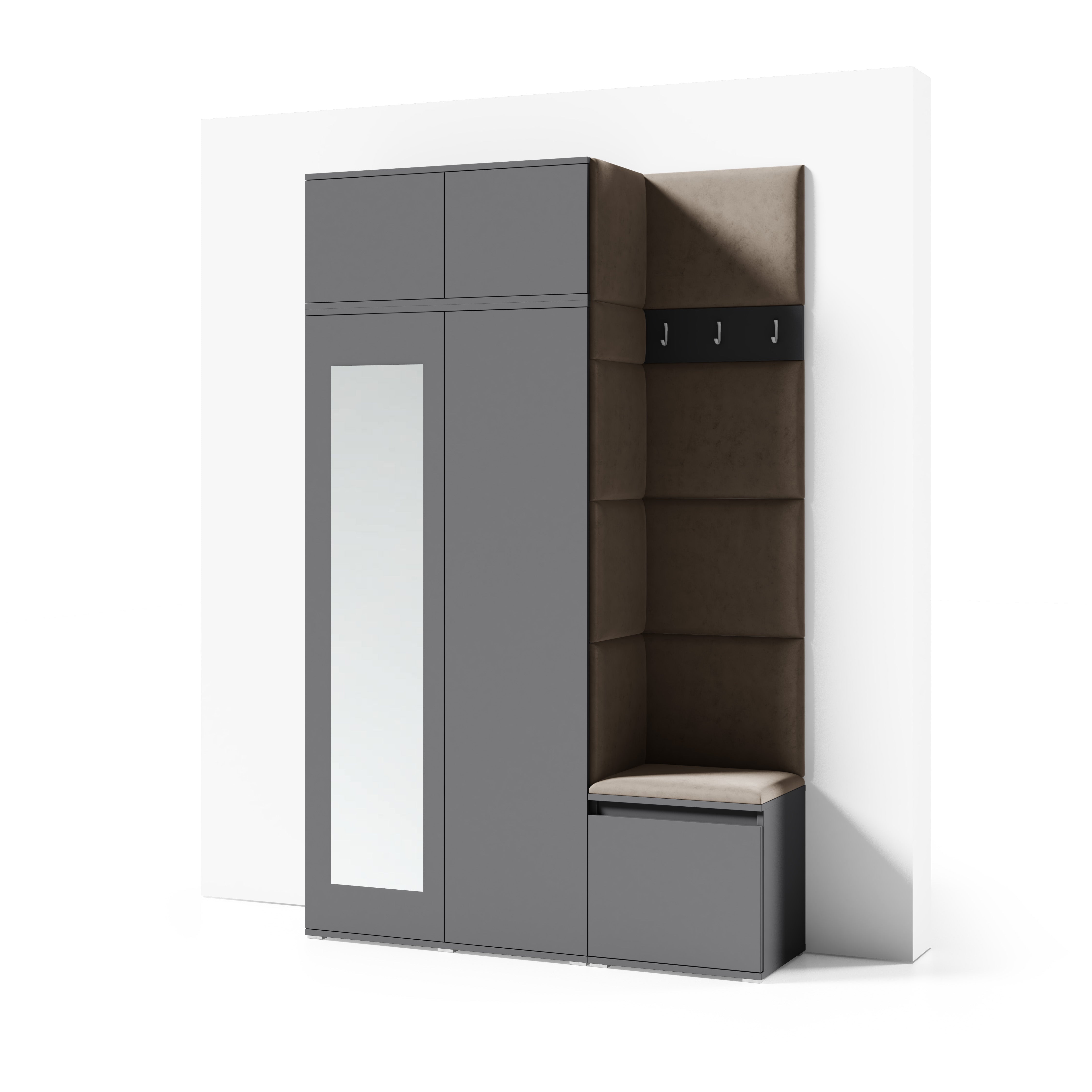 PK Emi 20 Hallway Wardrobe White - Upholstered Panels in Various Colours