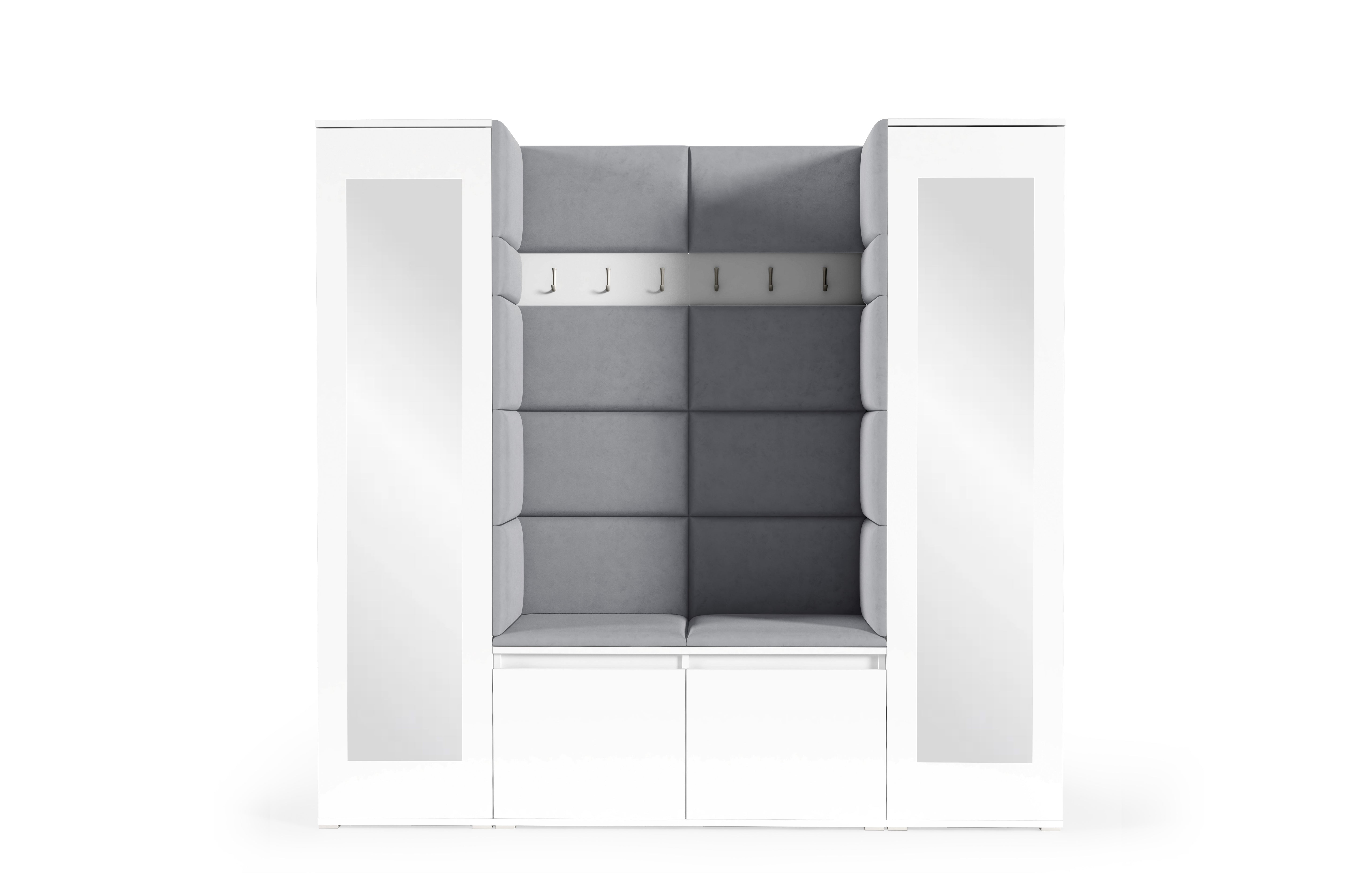 PK Emi 31 Hallway Wardrobe White - Upholstered Panels in Various Colours