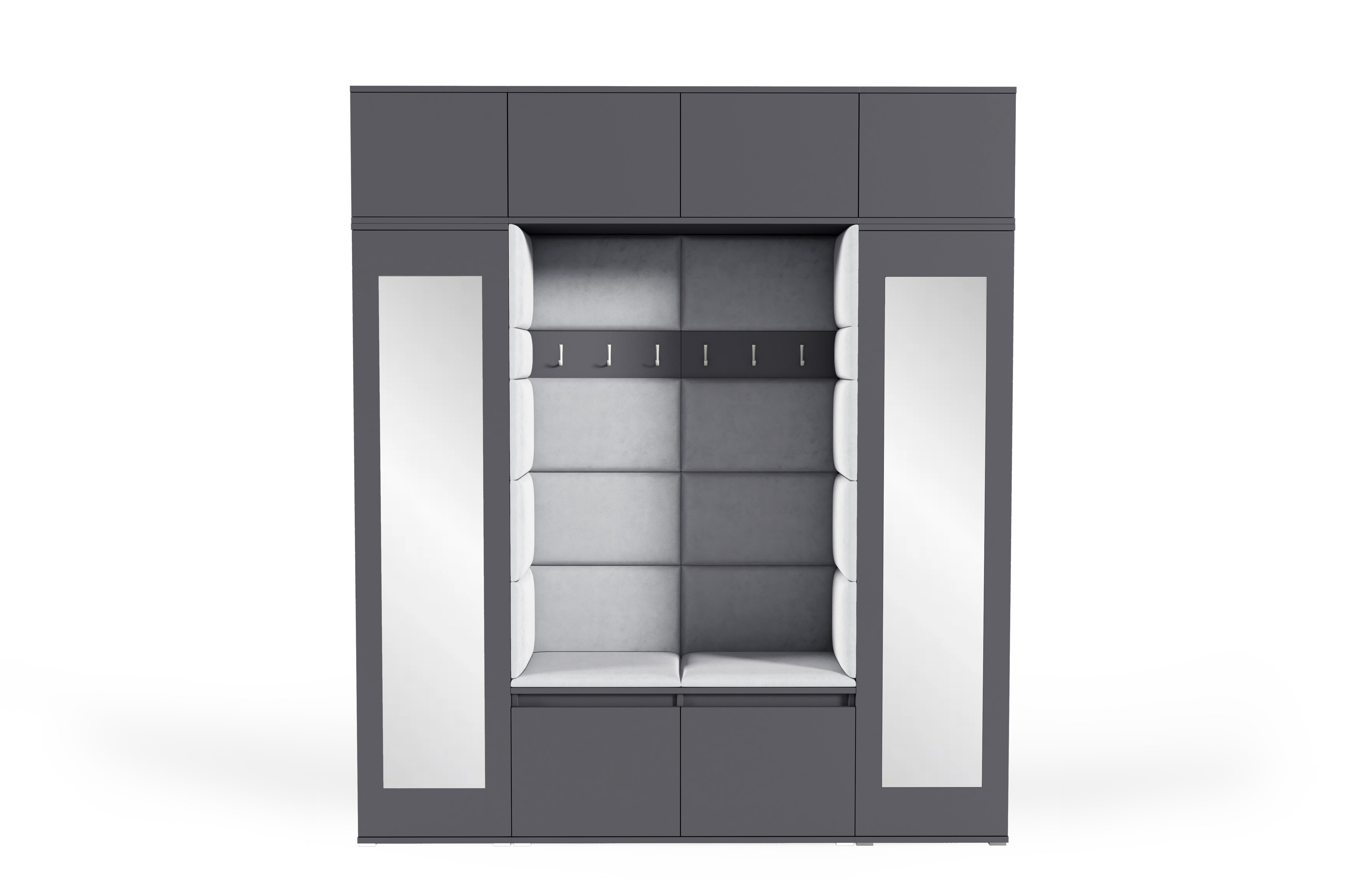 PK Emi 32 Hallway Wardrobe Graphite - Upholstered Panels in Various Colours