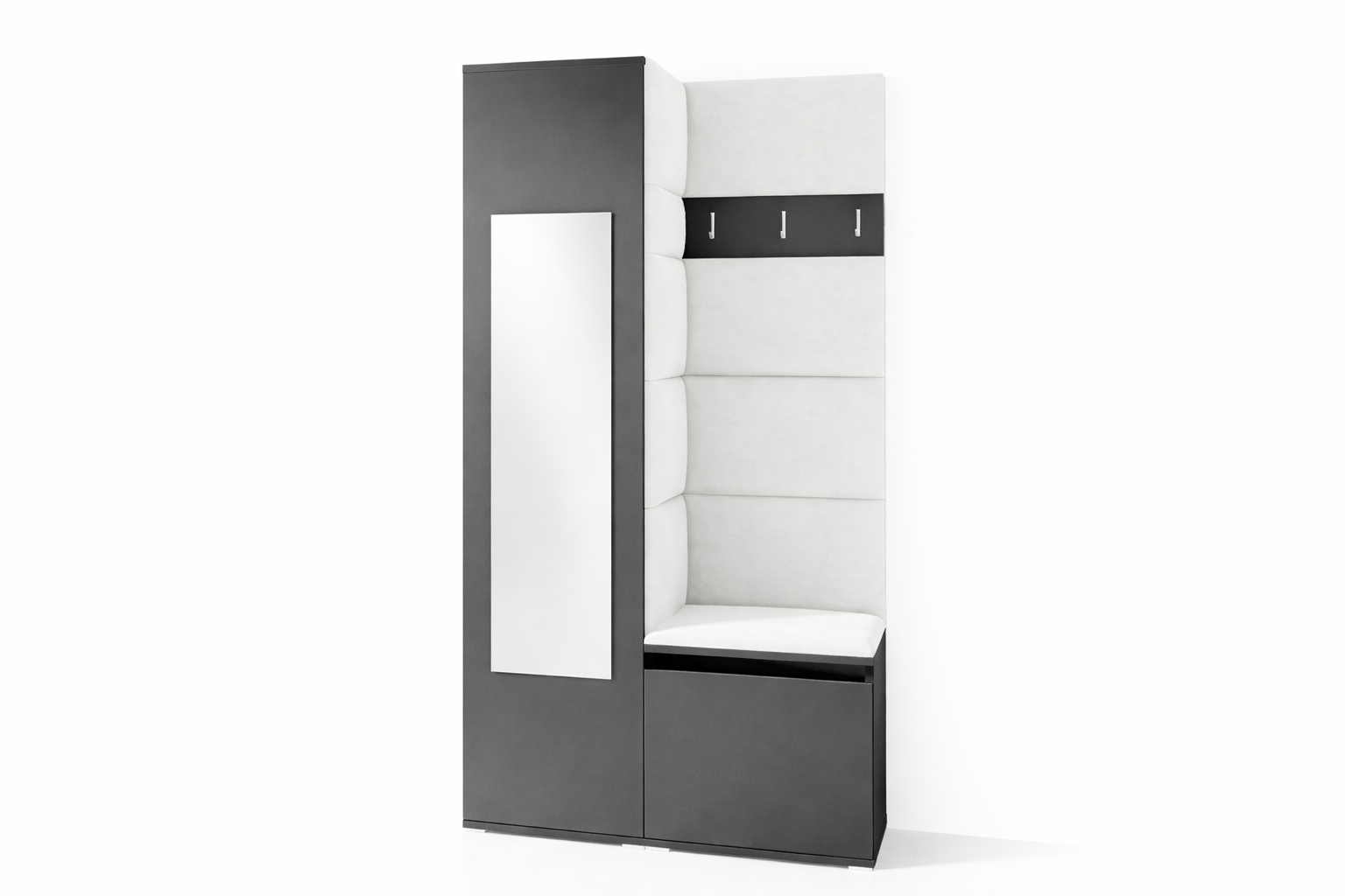 PK Emi 13 Hallway Wardrobe Graphite - Upholstered Panels in Various Colours