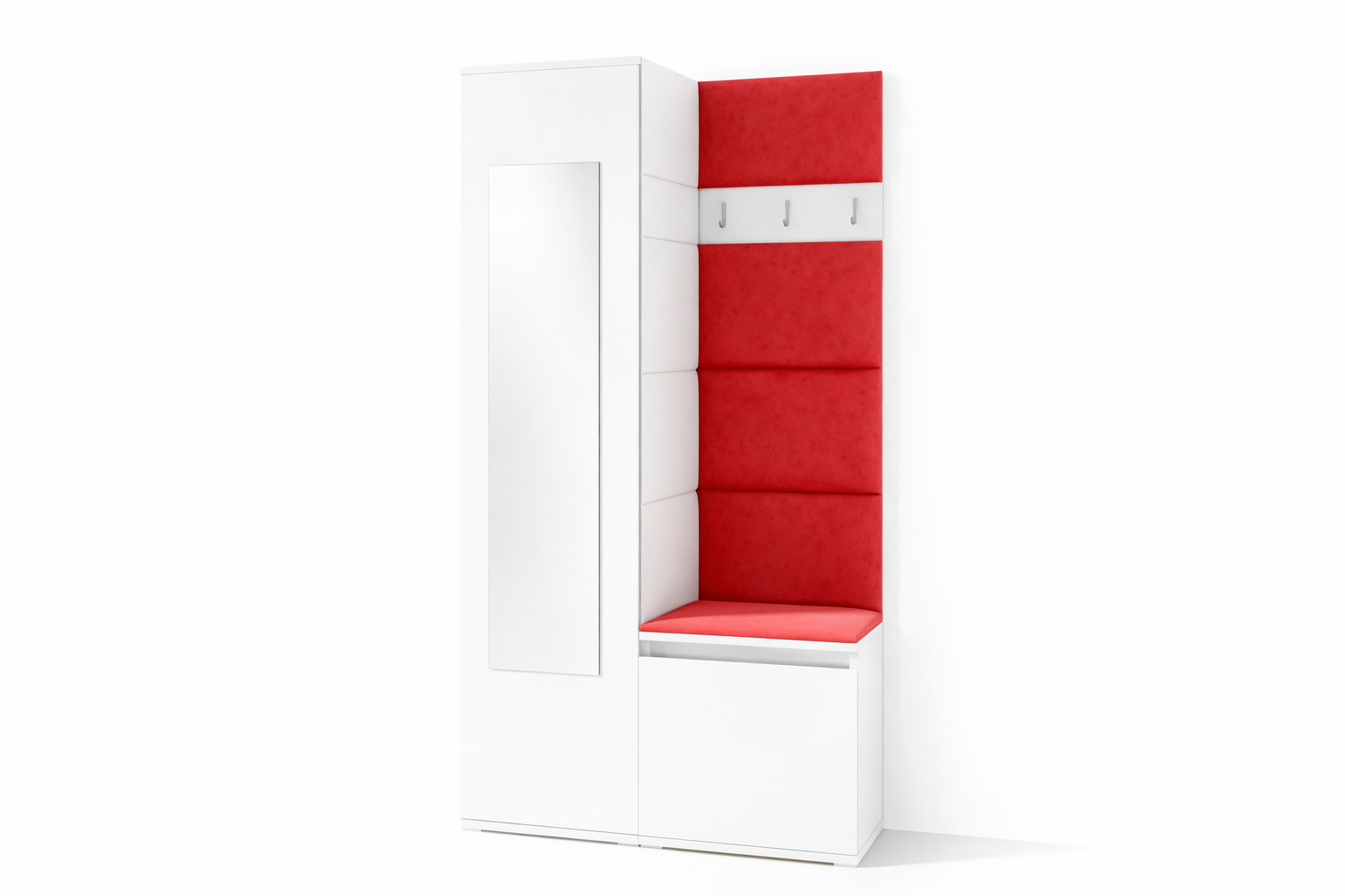 PK Emi 13 Hallway Wardrobe White - Upholstered Panels in Various Colours