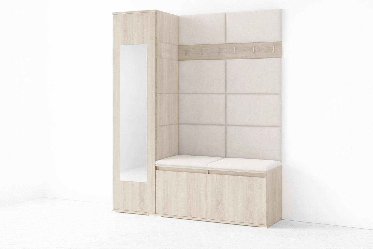 PK Emi 14 Hallway Wardrobe Sonoma - Upholstered Panels in Various Colours