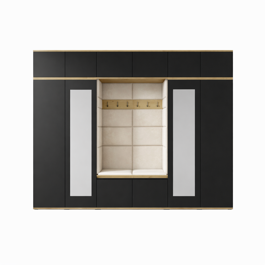 PK Emi 17 Hallway  Artisan Oak / Black- Upholstered Panels in Various Colours