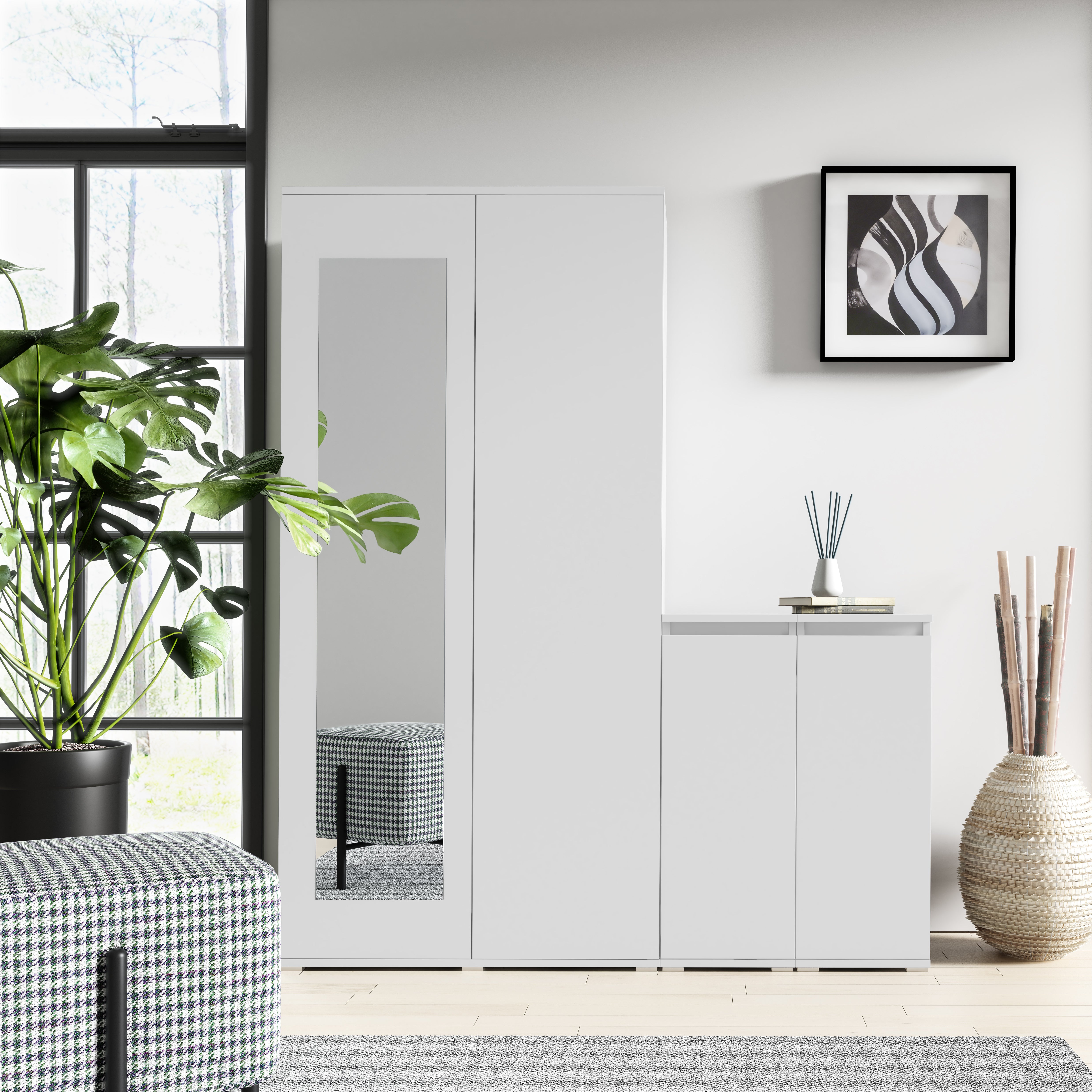 PK Emi 24 Hallway Wardrobe White/ Graphite/Aristan Oak-Black