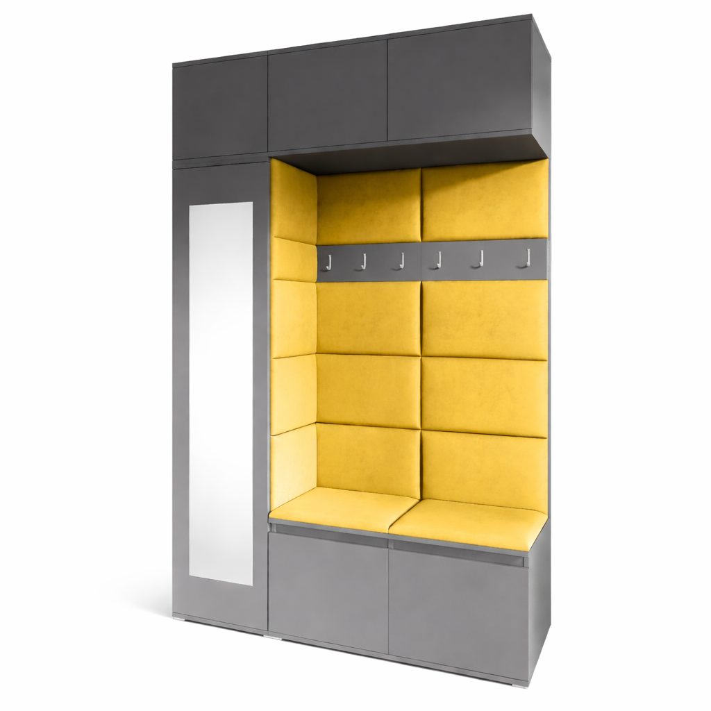 PK Emi 21 Hallway Wardrobe Graphite - Upholstered Panels in Various Colours