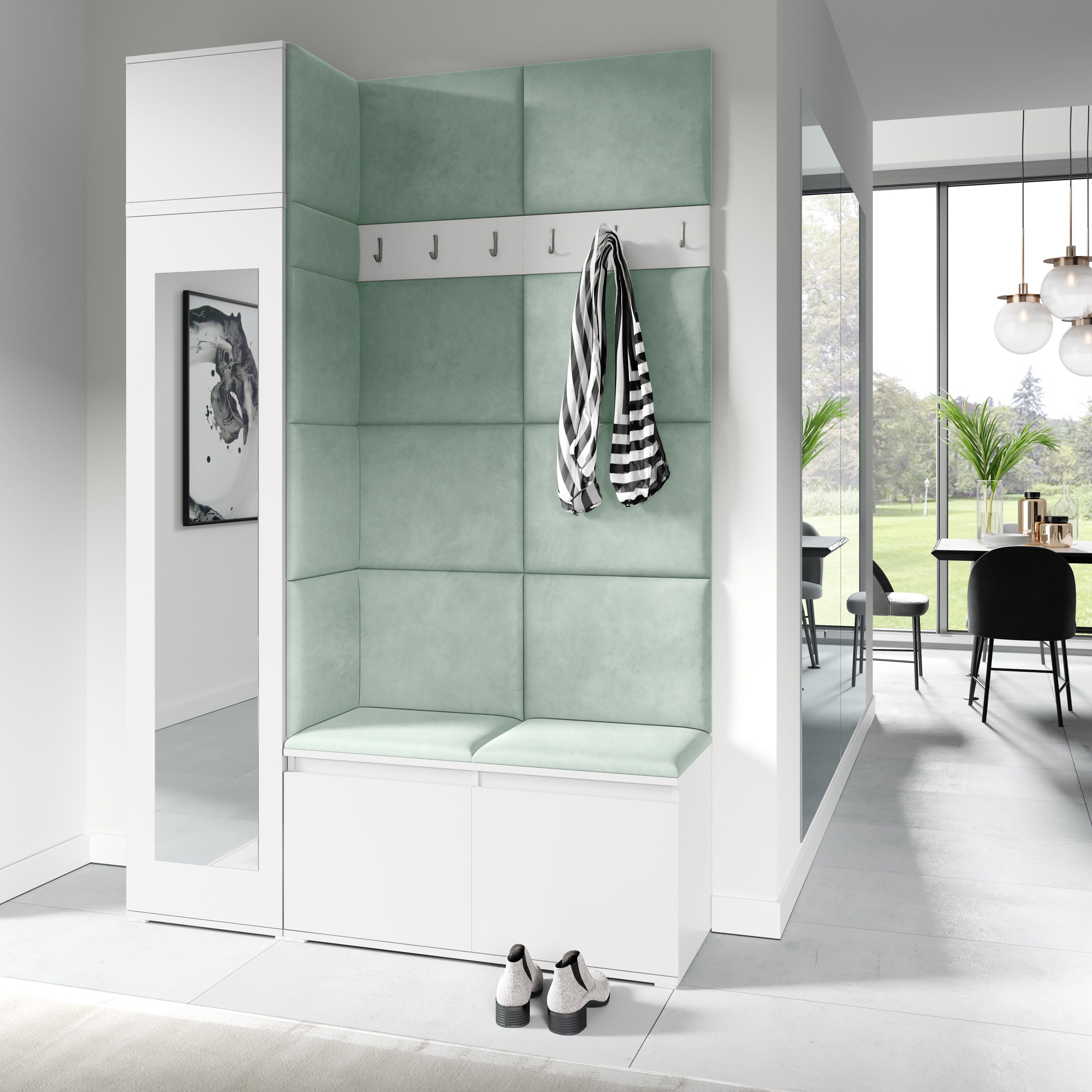 PK Emi 22 Hallway Wardrobe White - Upholstered Panels in Various Colours