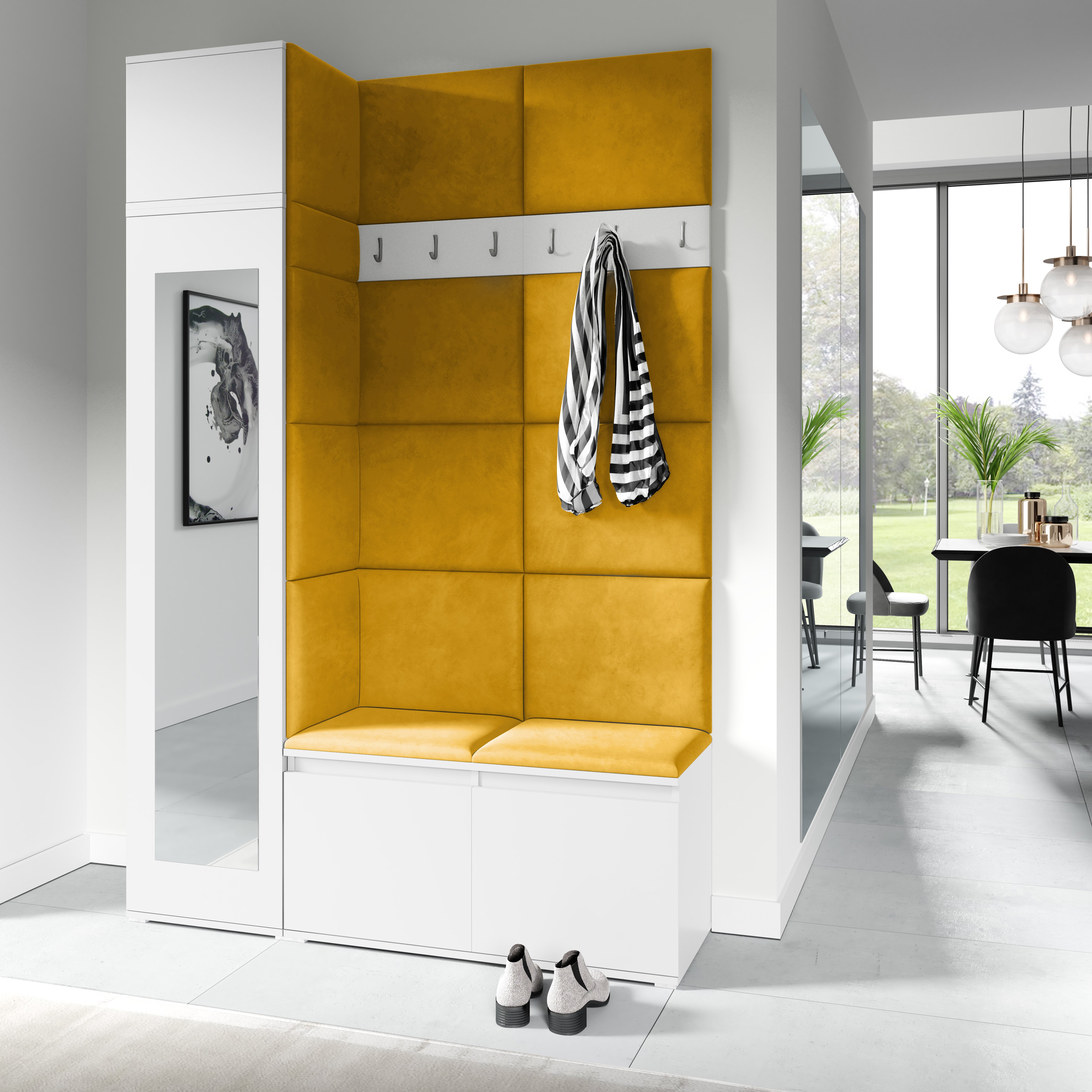 PK Emi 22 Hallway Wardrobe White - Upholstered Panels in Various Colours