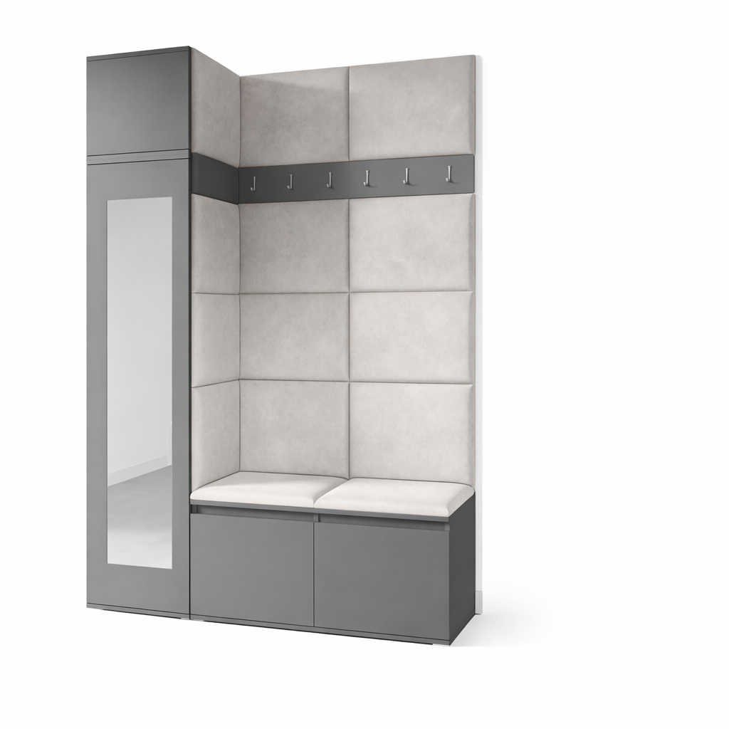 PK Emi 22 Hallway Wardrobe Graphite - Upholstered Panels in Various Colours