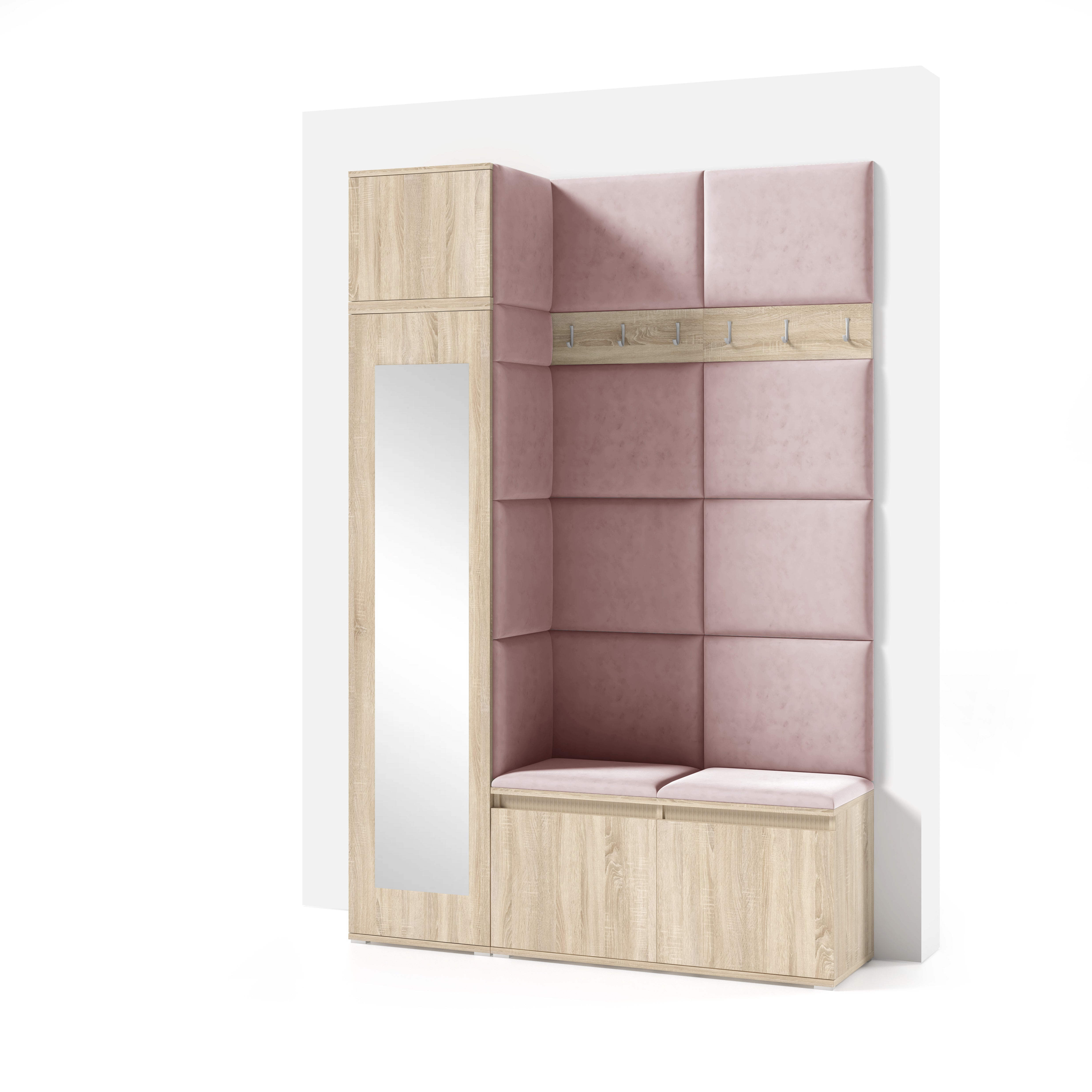 PK Emi 22 Hallway Wardrobe Sonoma Oak- Upholstered Panels in Various Colours