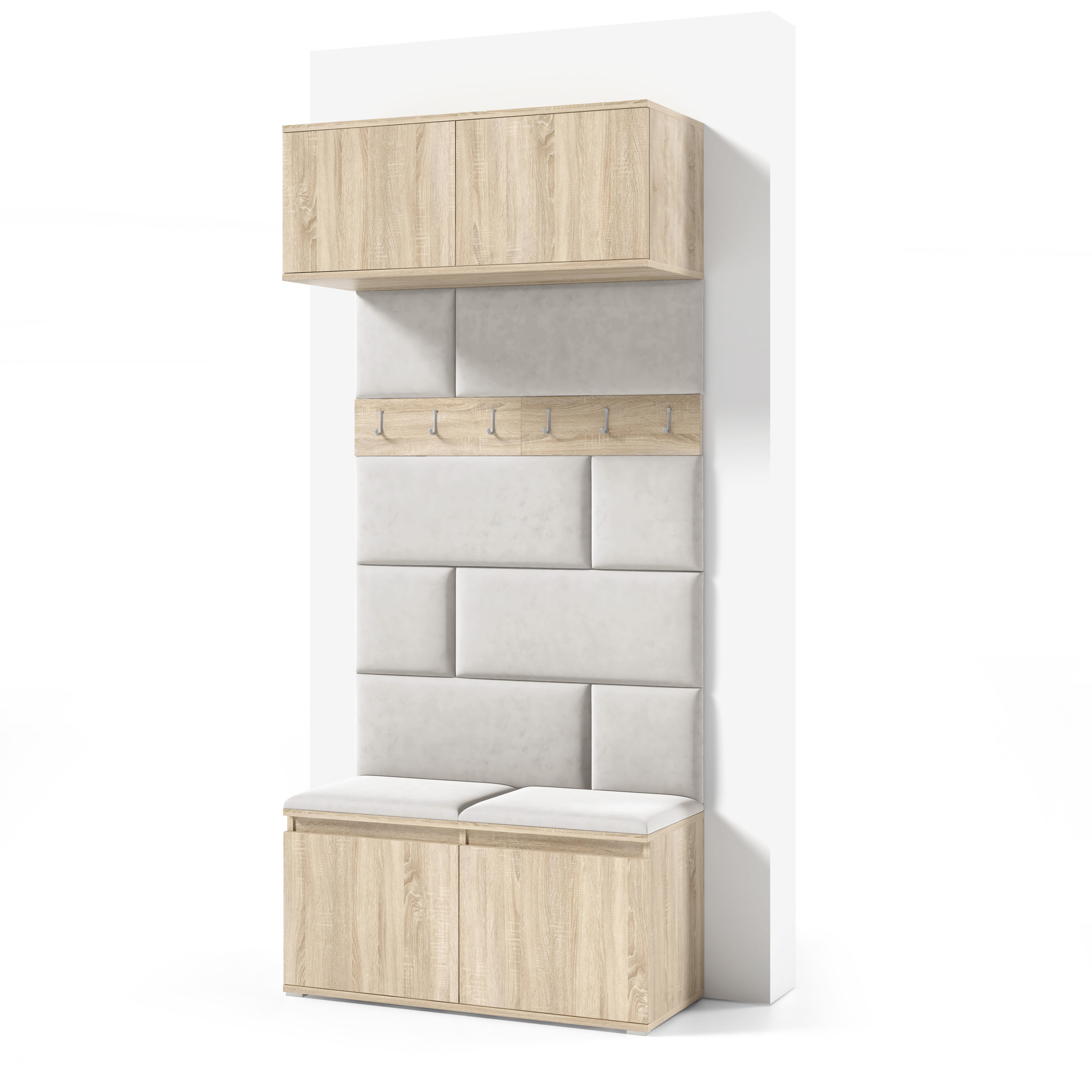 PK Emi 23 Hallway Wardrobe Sonoma Oak - Upholstered Panels in Various Colours