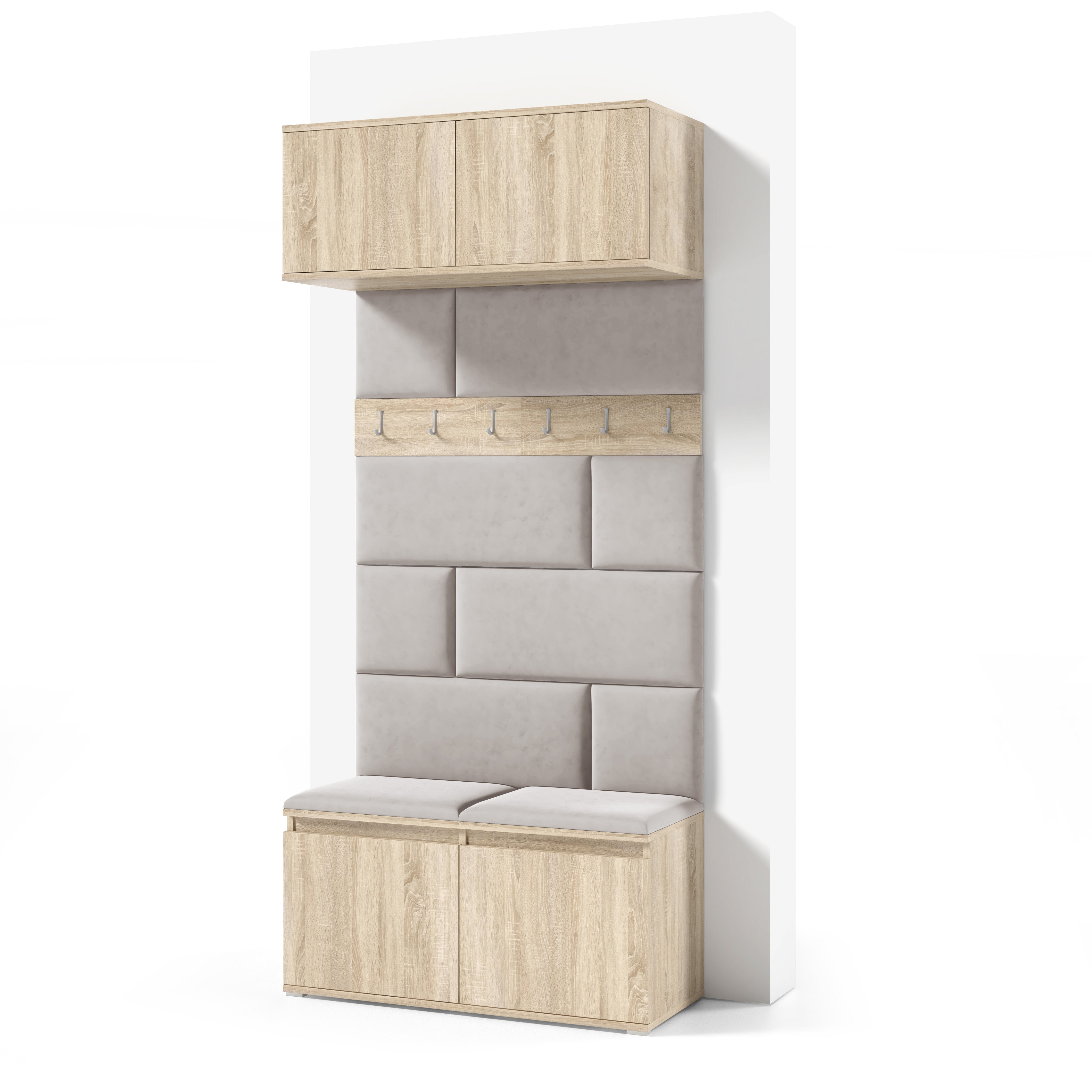 PK Emi 23 Hallway Wardrobe Sonoma Oak - Upholstered Panels in Various Colours