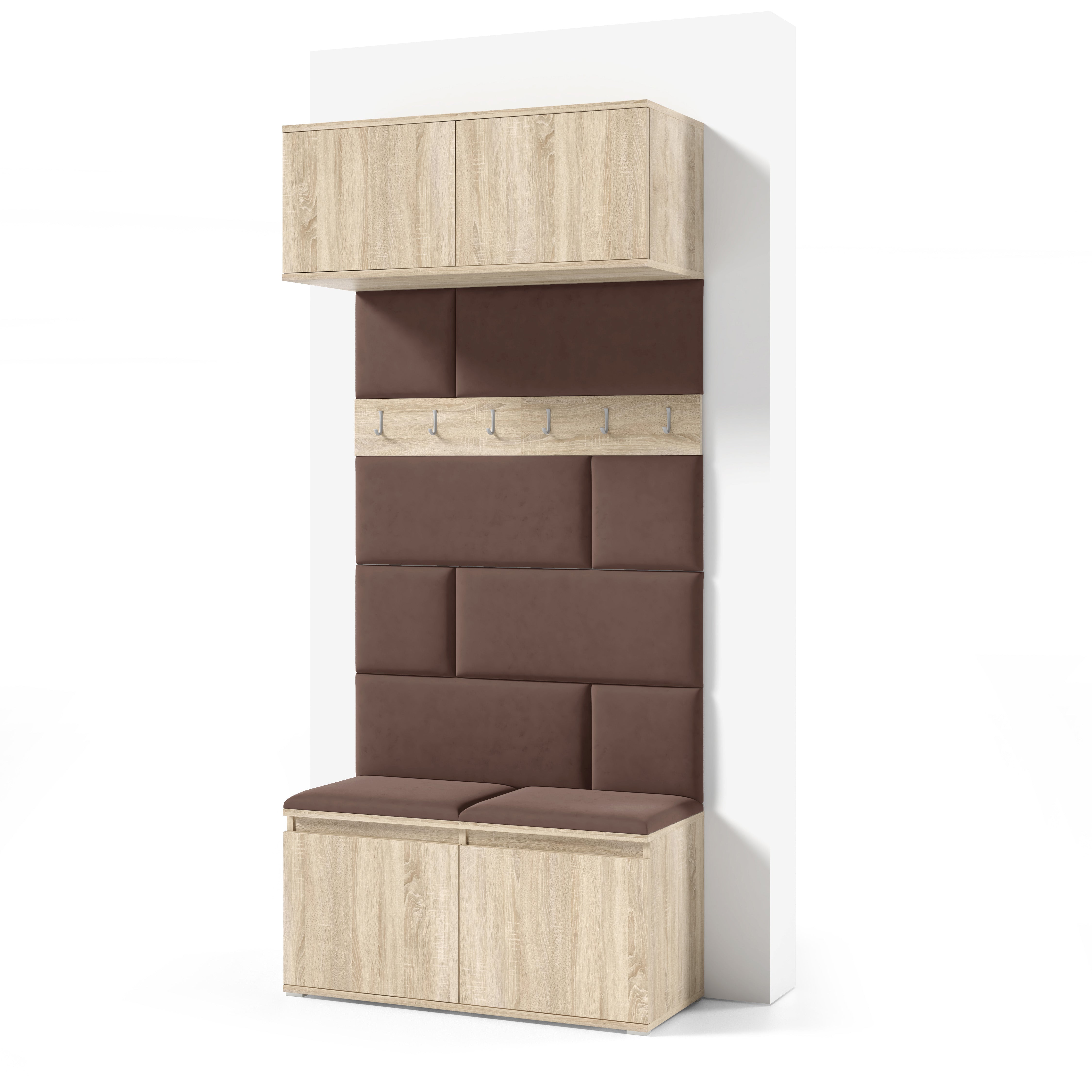 PK Emi 23 Hallway Wardrobe Sonoma Oak - Upholstered Panels in Various Colours