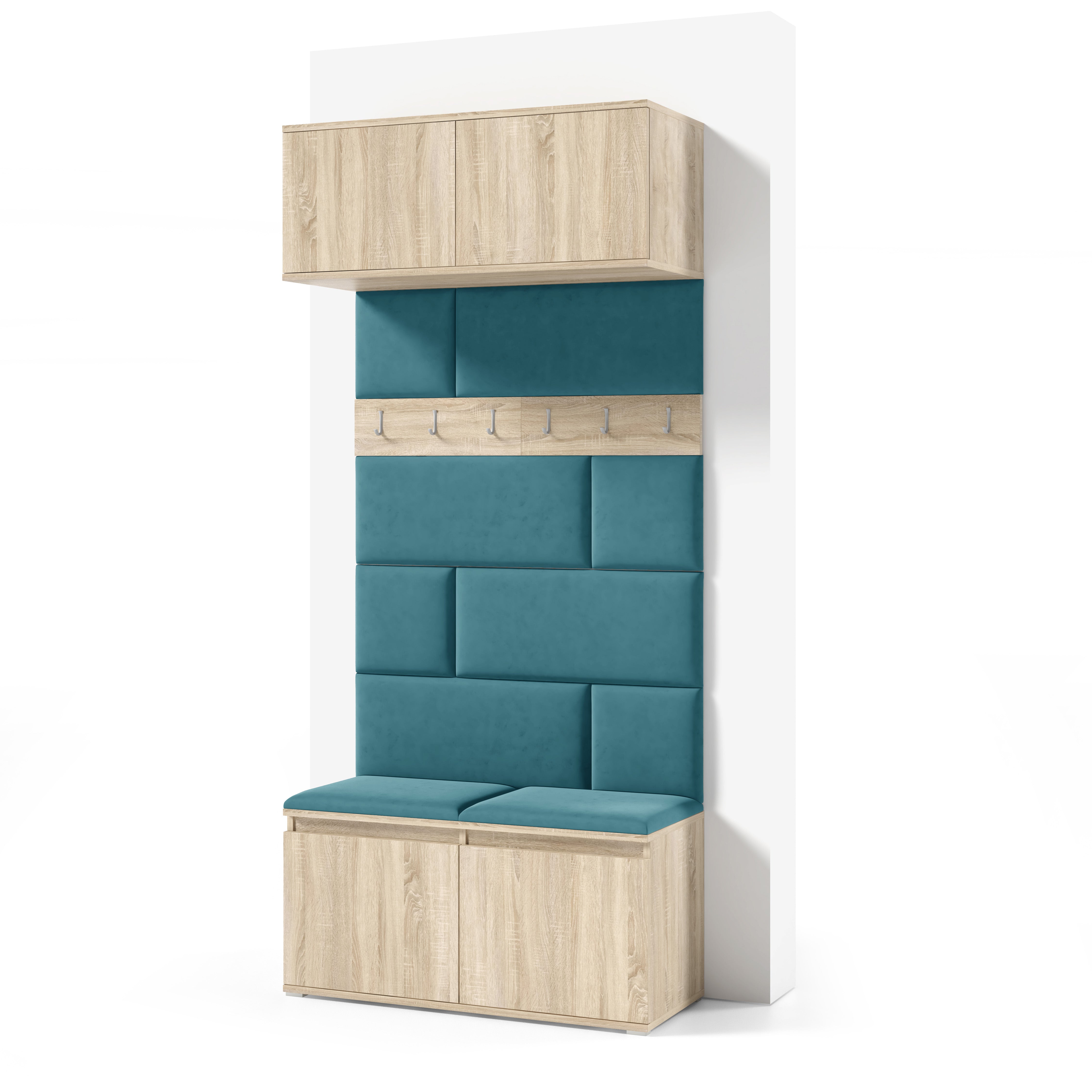 PK Emi 23 Hallway Wardrobe Sonoma Oak - Upholstered Panels in Various Colours