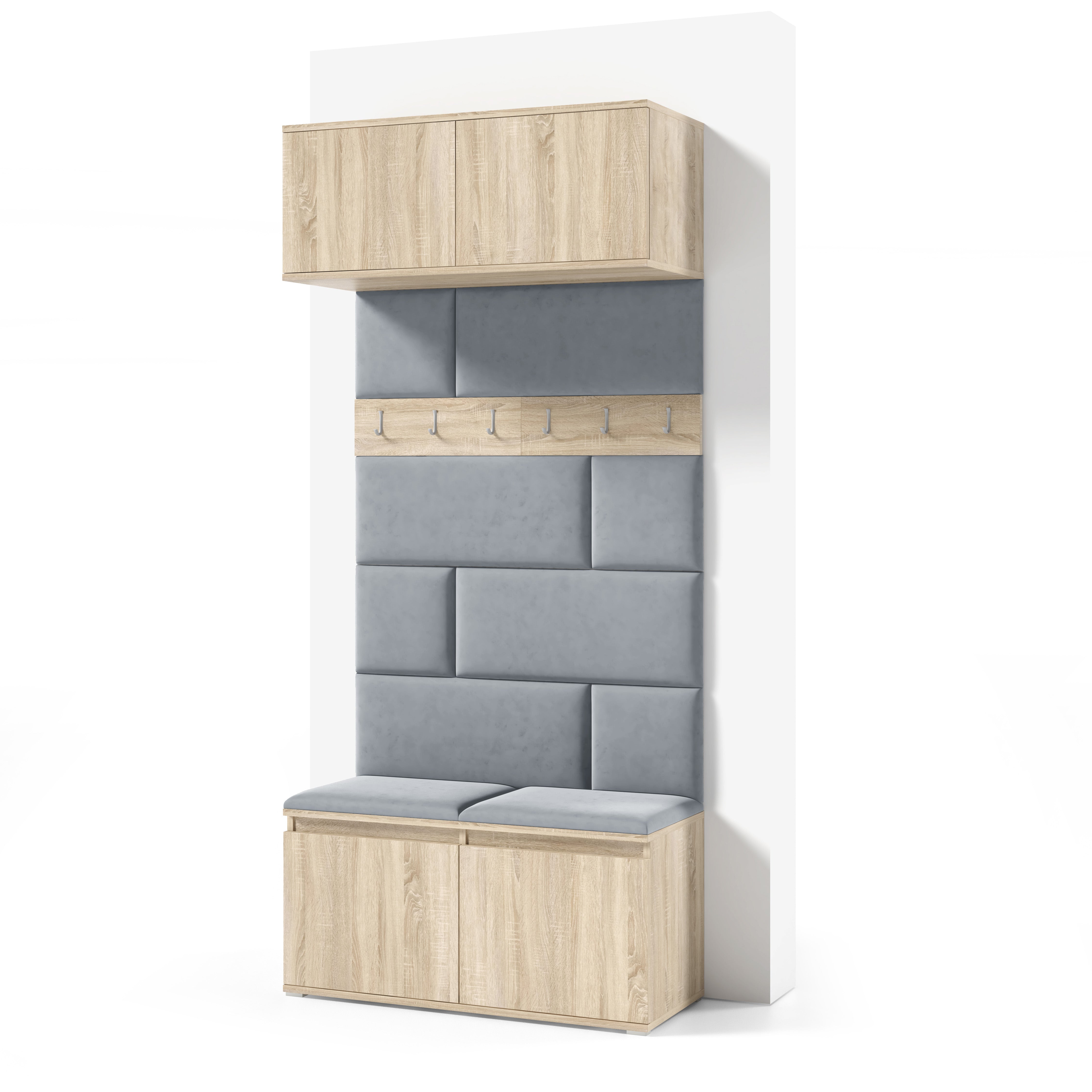 PK Emi 23 Hallway Wardrobe Sonoma Oak - Upholstered Panels in Various Colours
