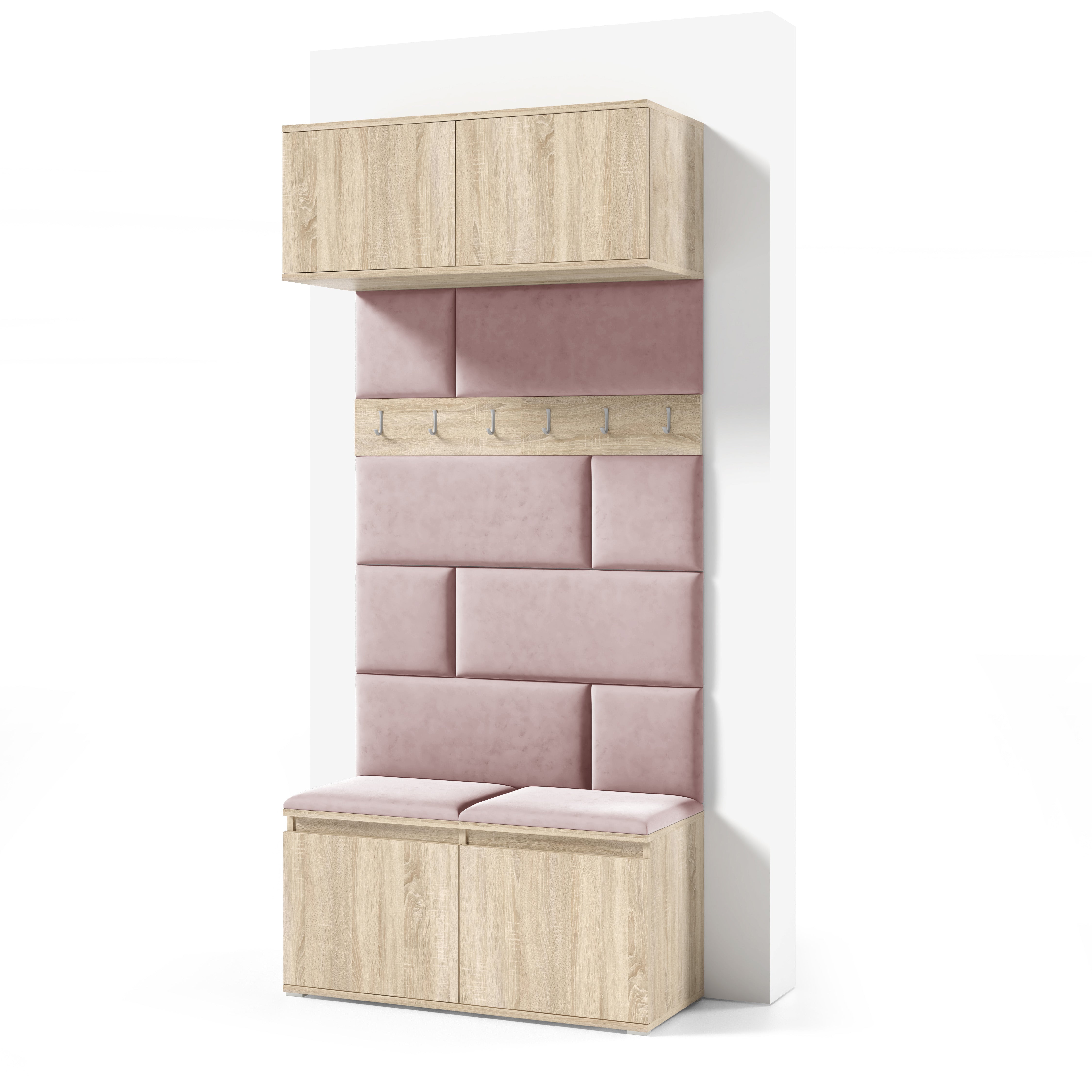 PK Emi 23 Hallway Wardrobe Sonoma Oak - Upholstered Panels in Various Colours