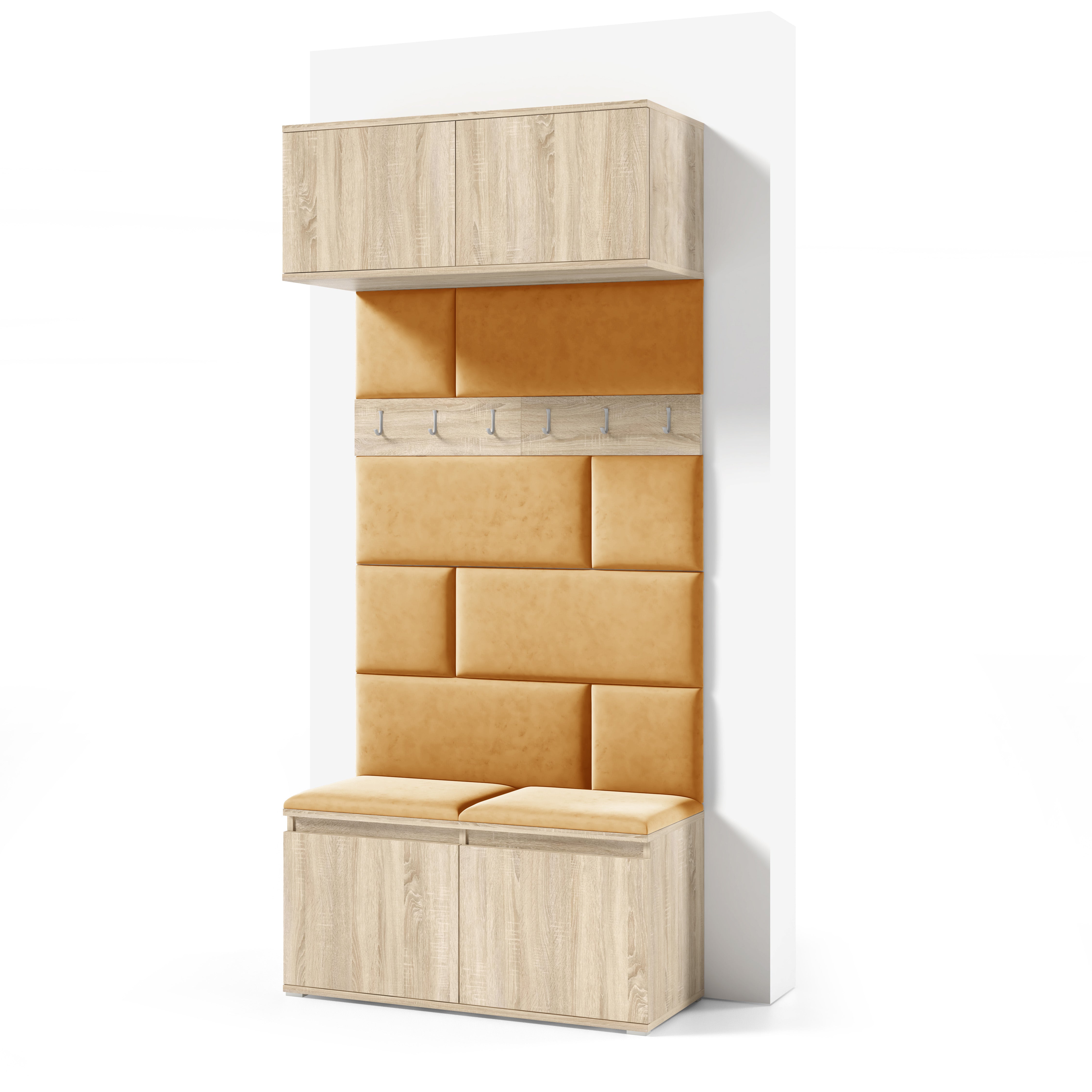 PK Emi 23 Hallway Wardrobe Sonoma Oak - Upholstered Panels in Various Colours