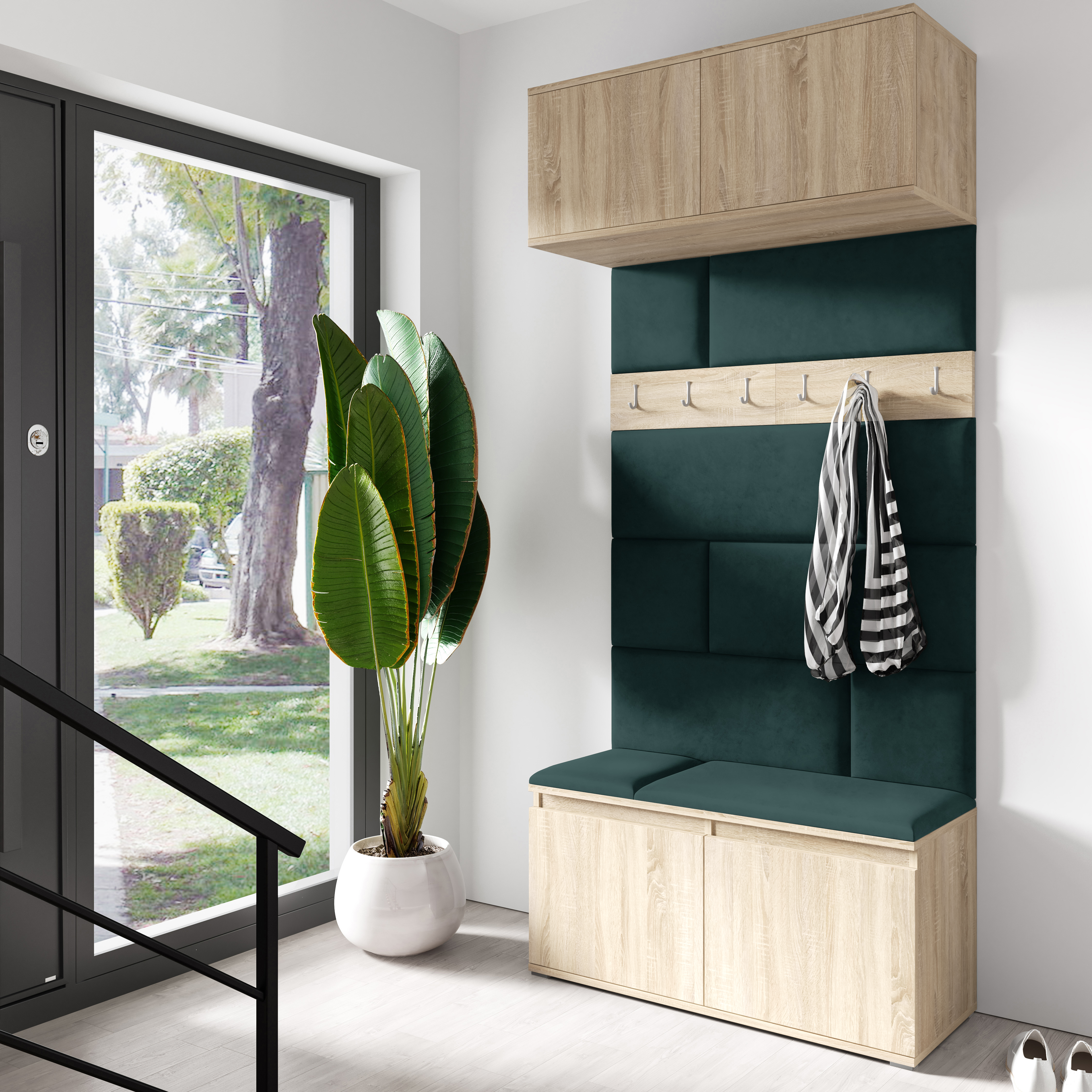 PK Emi 23 Hallway Wardrobe Sonoma Oak - Upholstered Panels in Various Colours