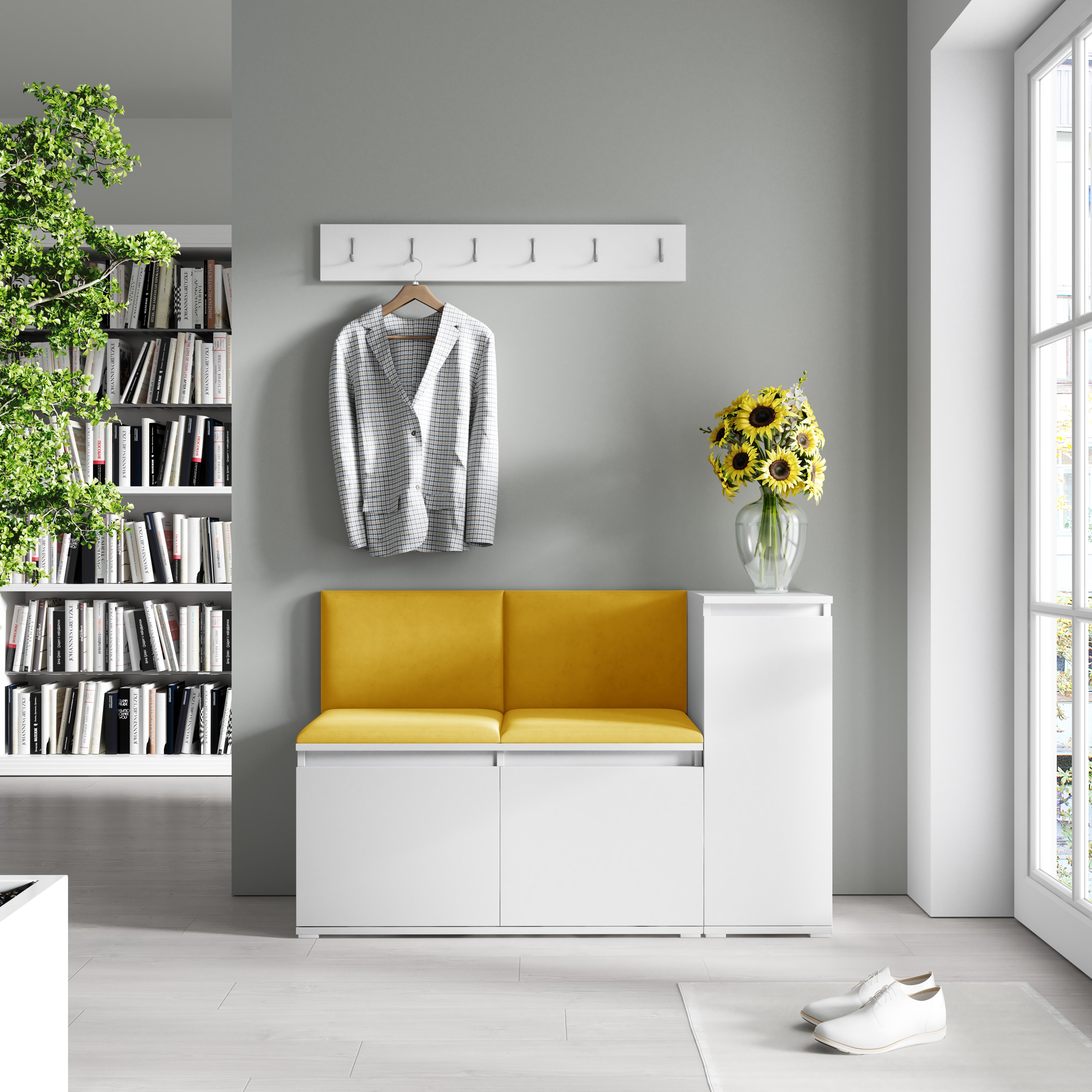 PK Emi 25 Hallway Wardrobe White - Upholstered Panels in Various Colours