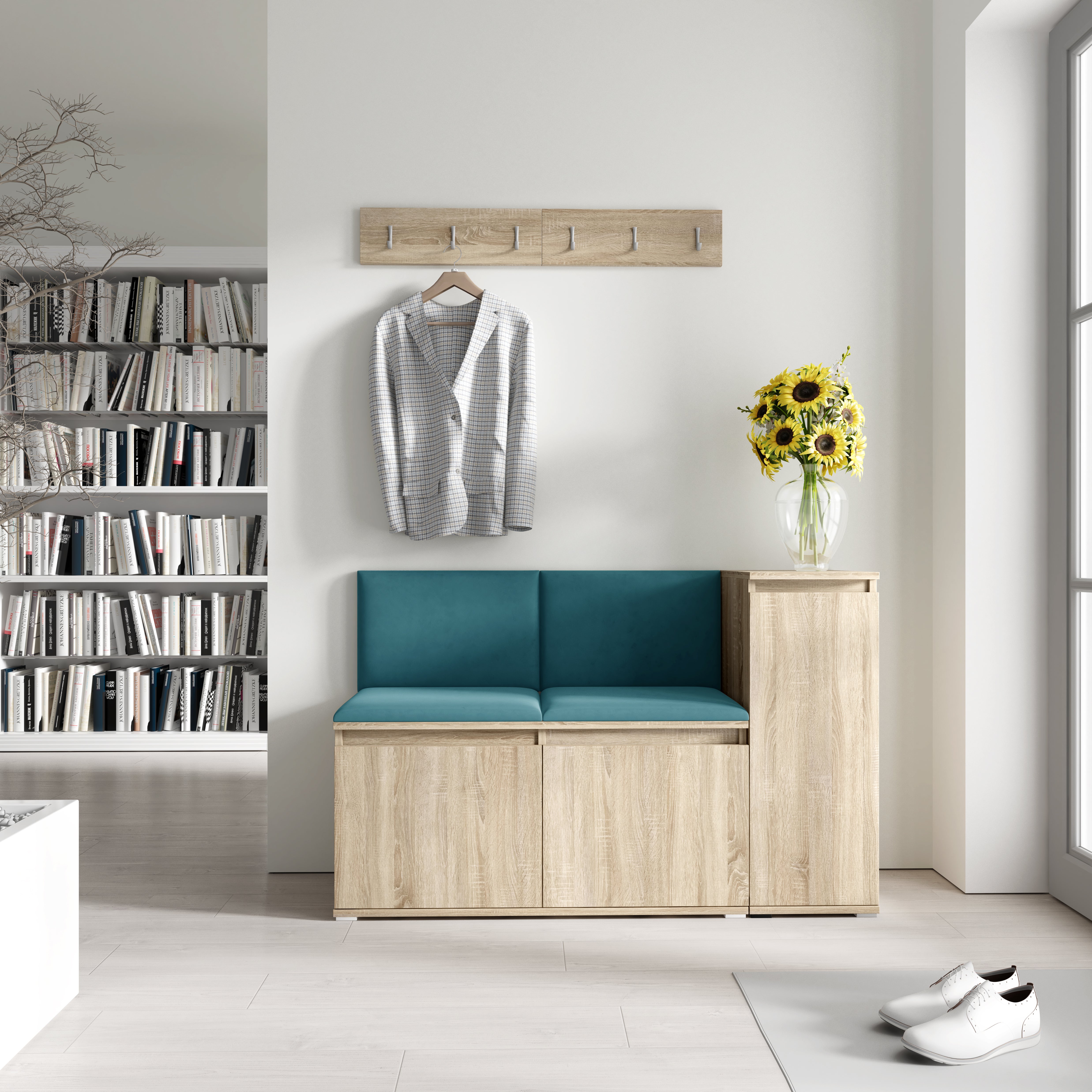 PK Emi 25 Hallway Wardrobe Sonoma Oak- Upholstered Panels in Various Colours