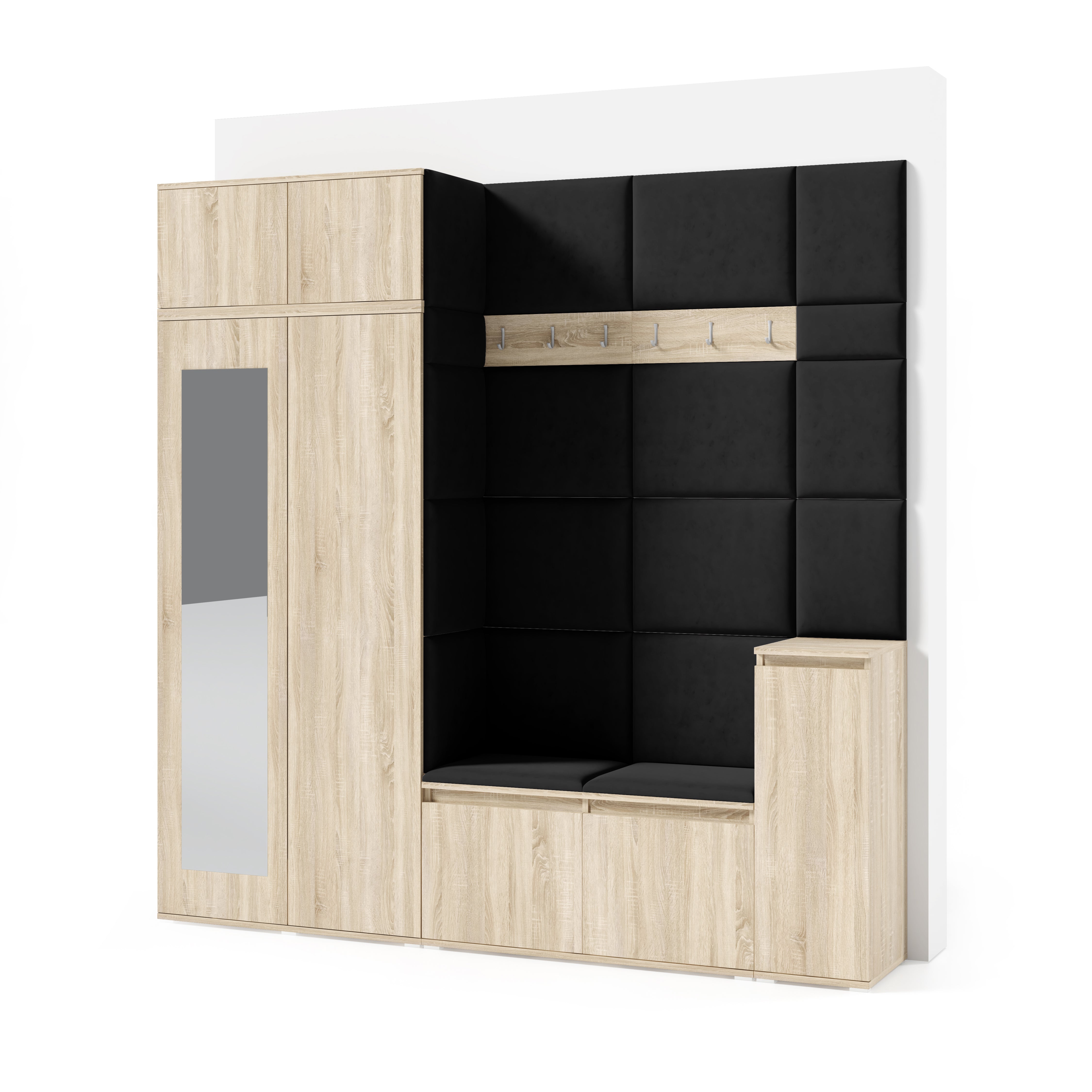 PK Emi 26 Hallway Wardrobe Sonoma Oak - Upholstered Panels in Various Colours