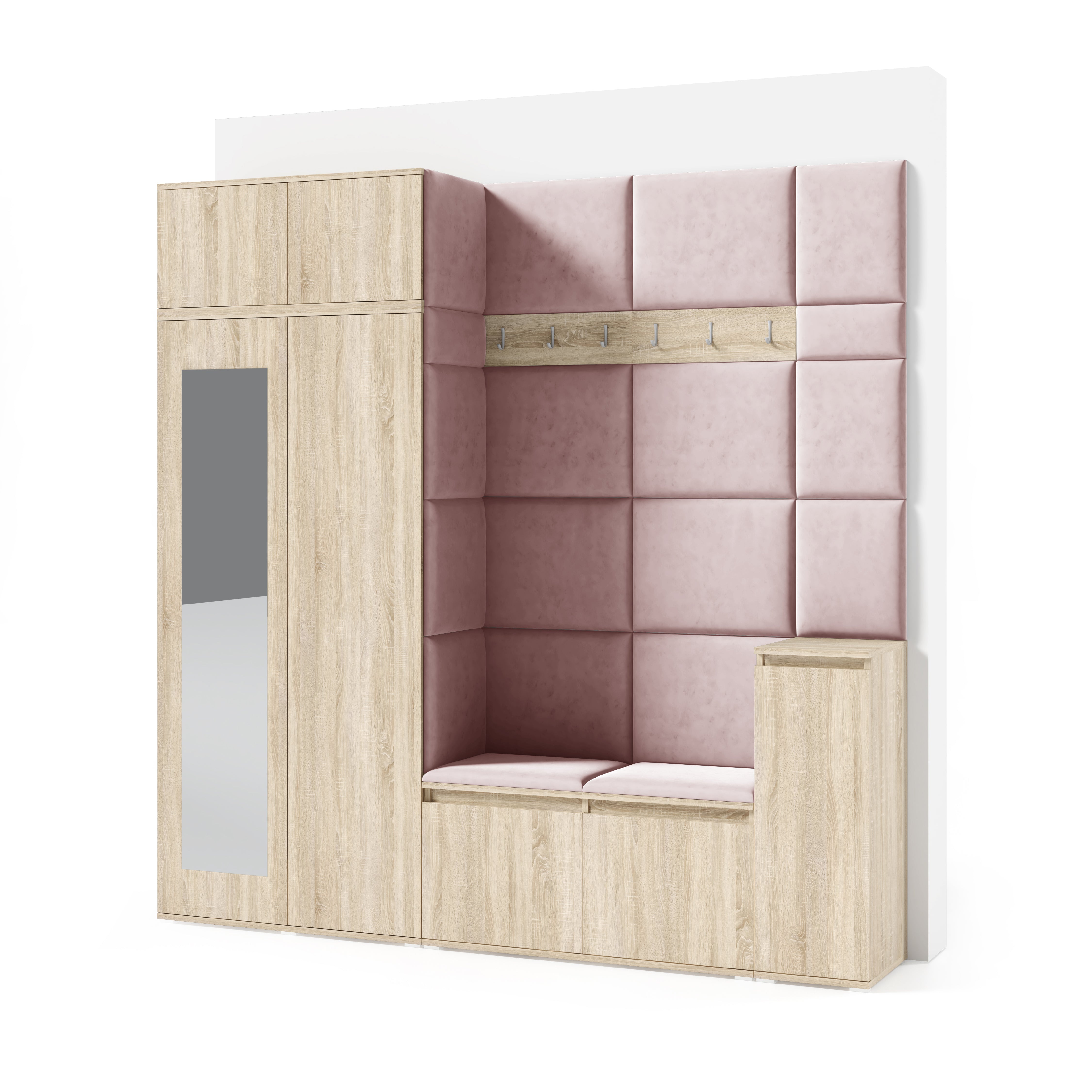 PK Emi 26 Hallway Wardrobe Sonoma Oak - Upholstered Panels in Various Colours