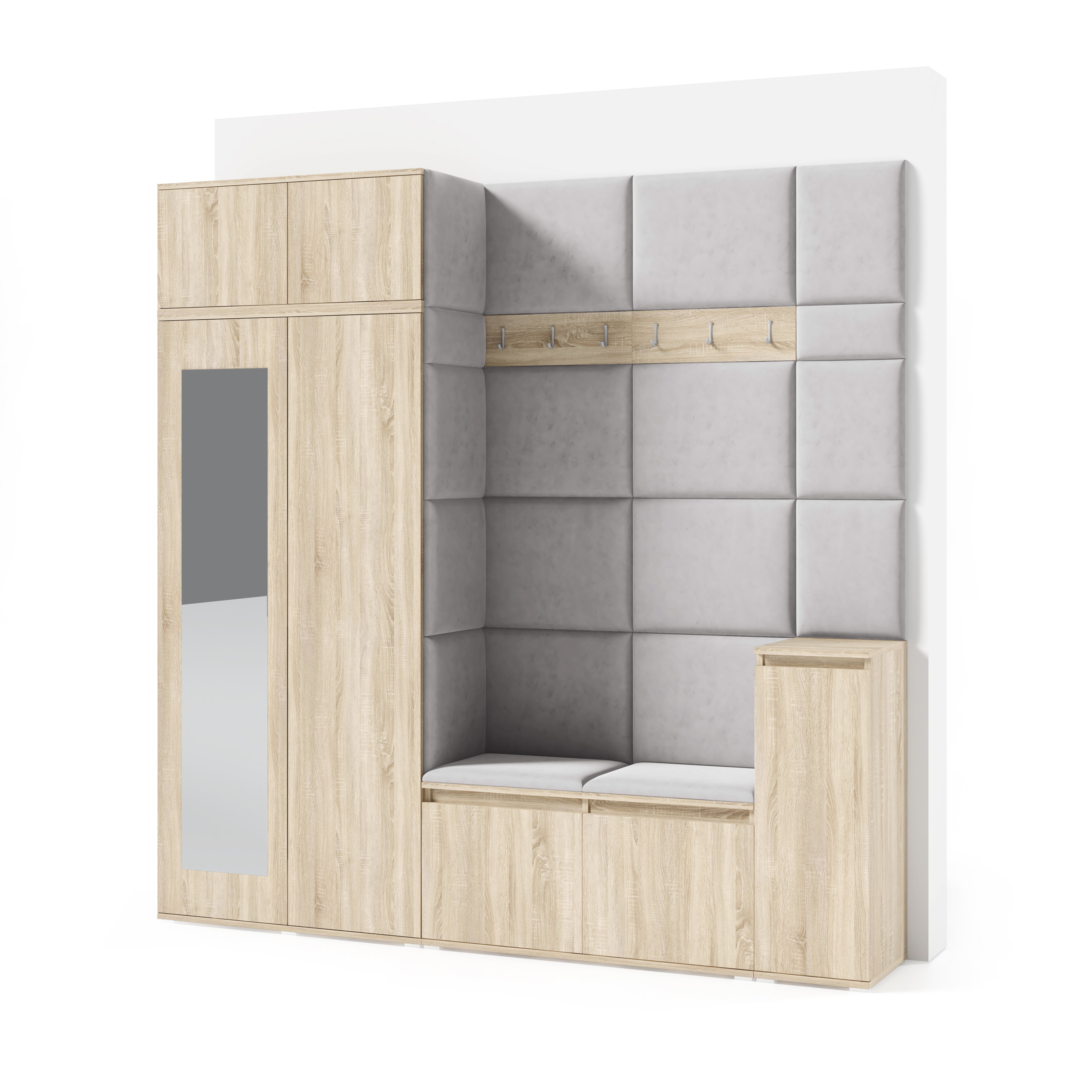 PK Emi 26 Hallway Wardrobe Sonoma Oak - Upholstered Panels in Various Colours