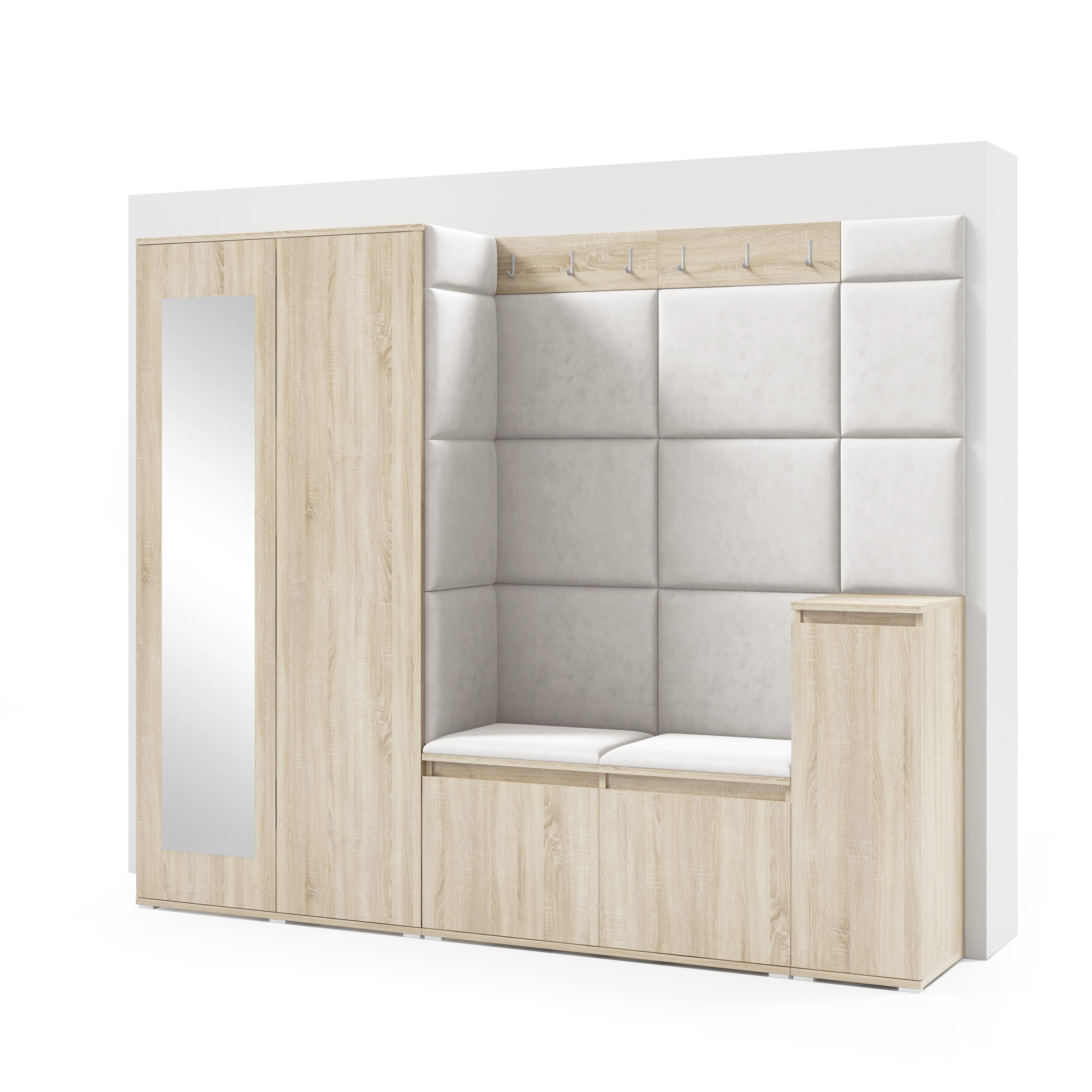 PK Emi 27 Hallway Wardrobe Sonoma Oak  - Upholstered Panels in Various Colours