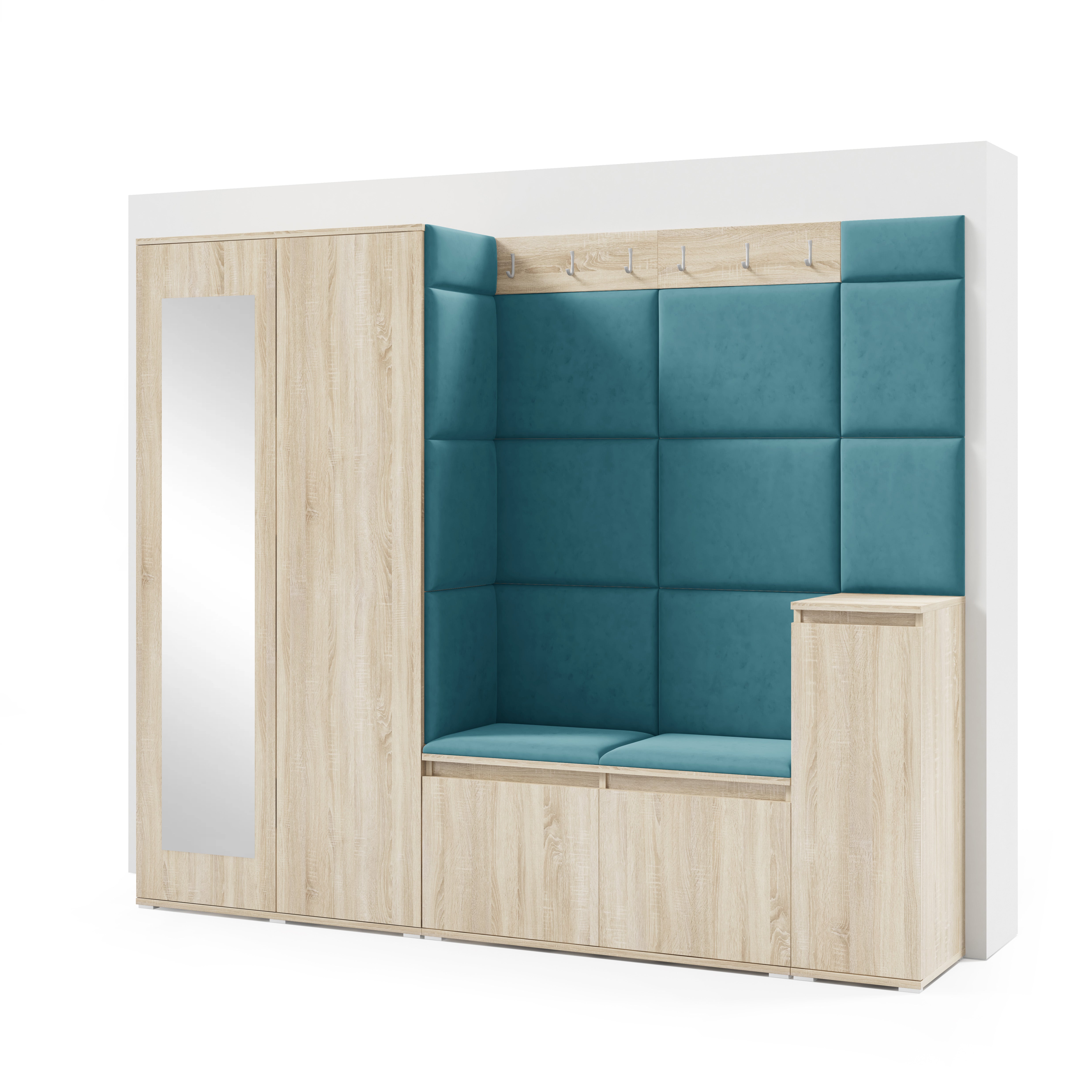PK Emi 27 Hallway Wardrobe Sonoma Oak  - Upholstered Panels in Various Colours