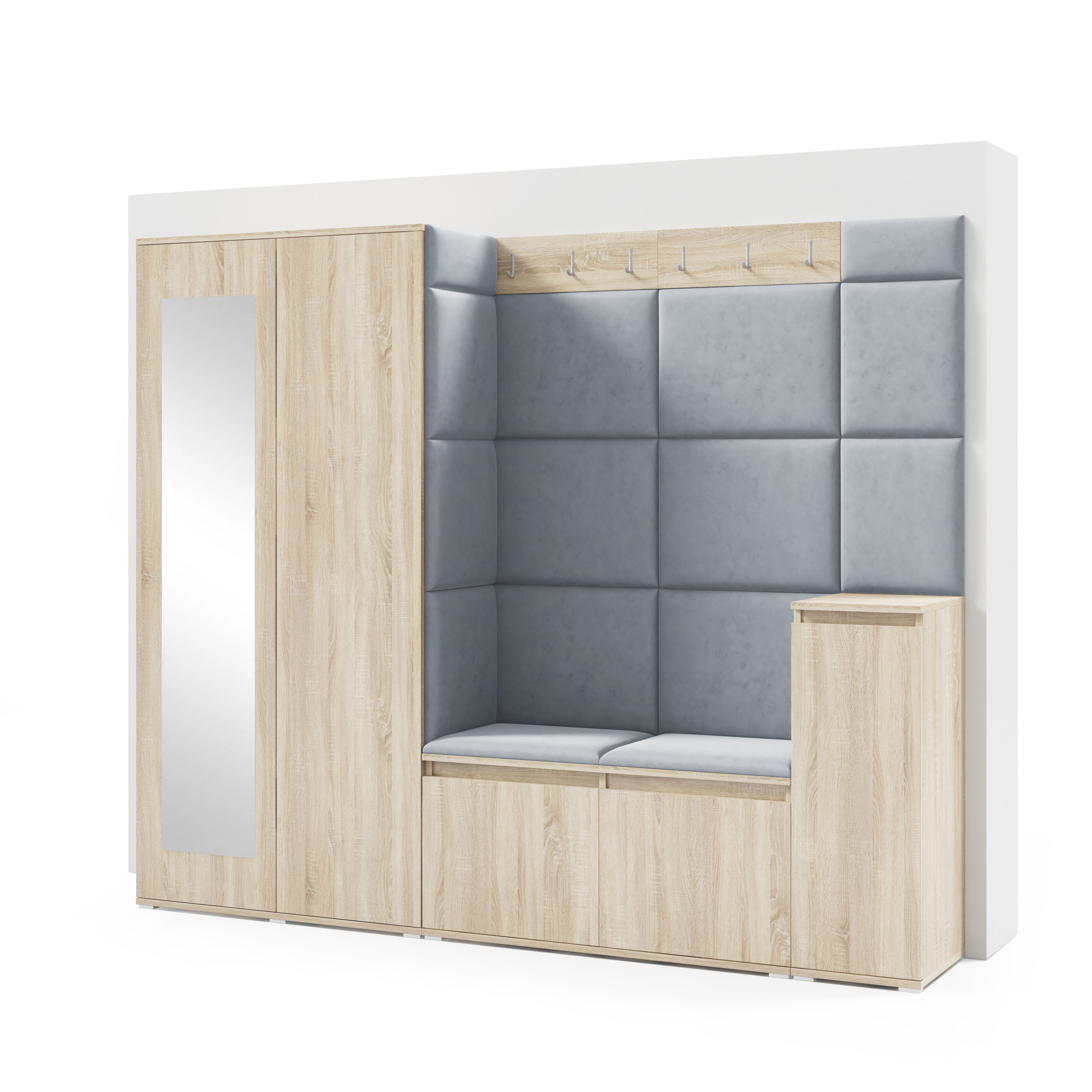 PK Emi 27 Hallway Wardrobe Sonoma Oak  - Upholstered Panels in Various Colours