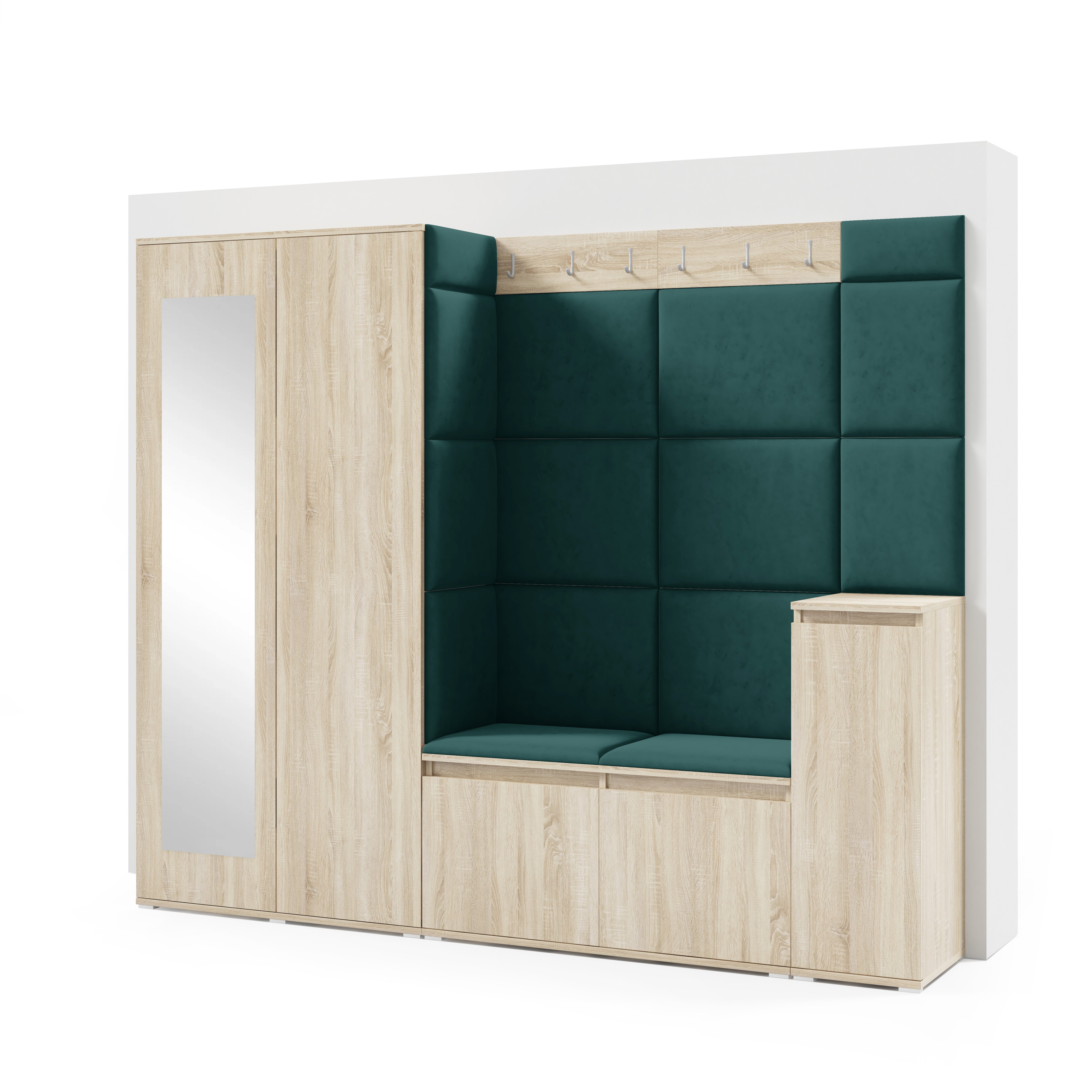 PK Emi 27 Hallway Wardrobe Sonoma Oak  - Upholstered Panels in Various Colours