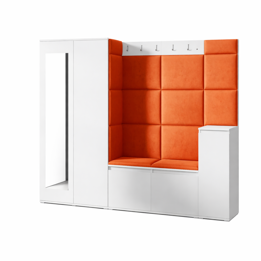 PK Emi 27 Hallway Wardrobe White - Upholstered Panels in Various Colours