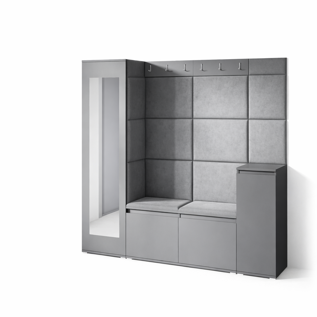 PK Emi 28 Hallway Wardrobe Graphite - Upholstered Panels in Various Colours