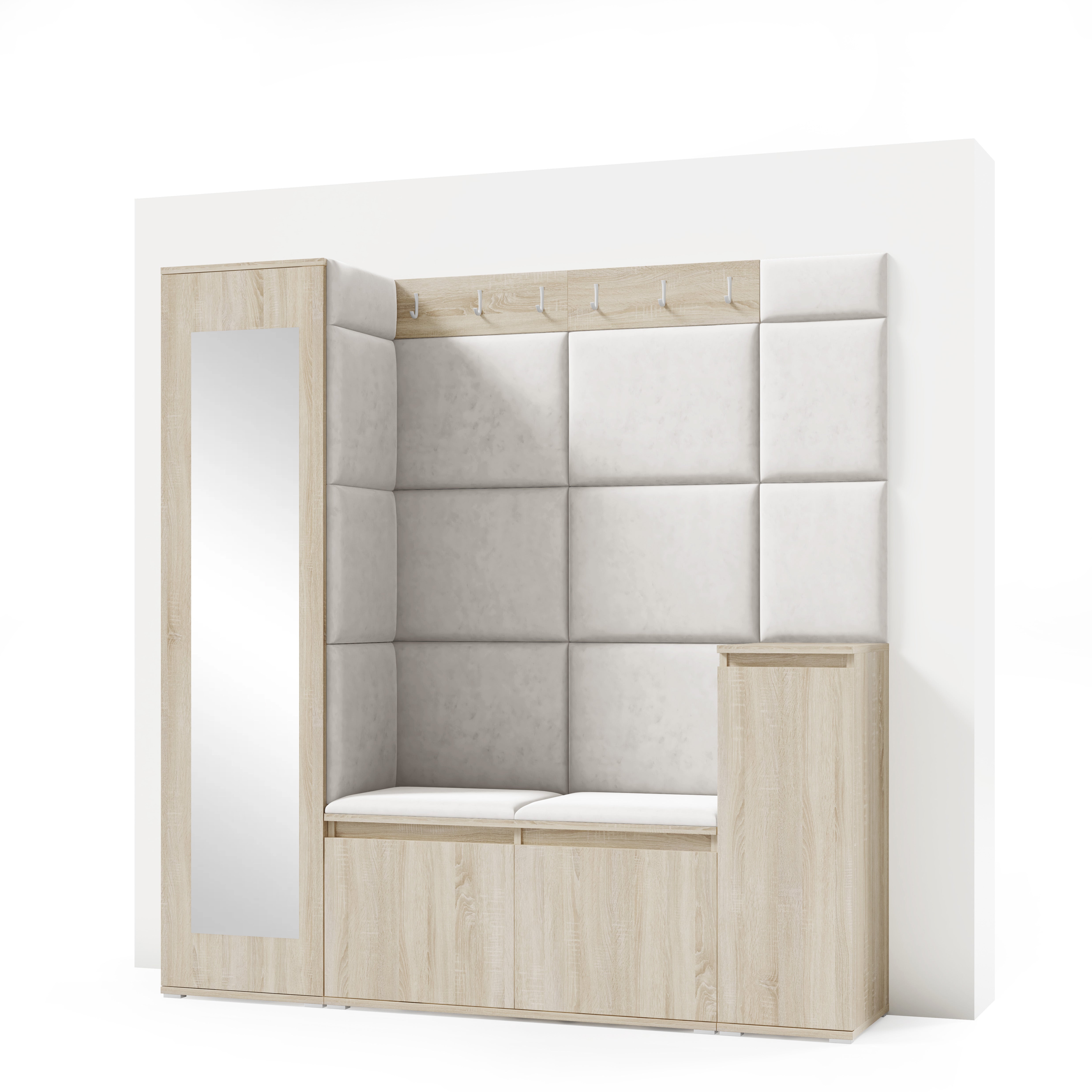 PK Emi 28 Hallway Wardrobe Sonoma Oak - Upholstered Panels in Various Colours