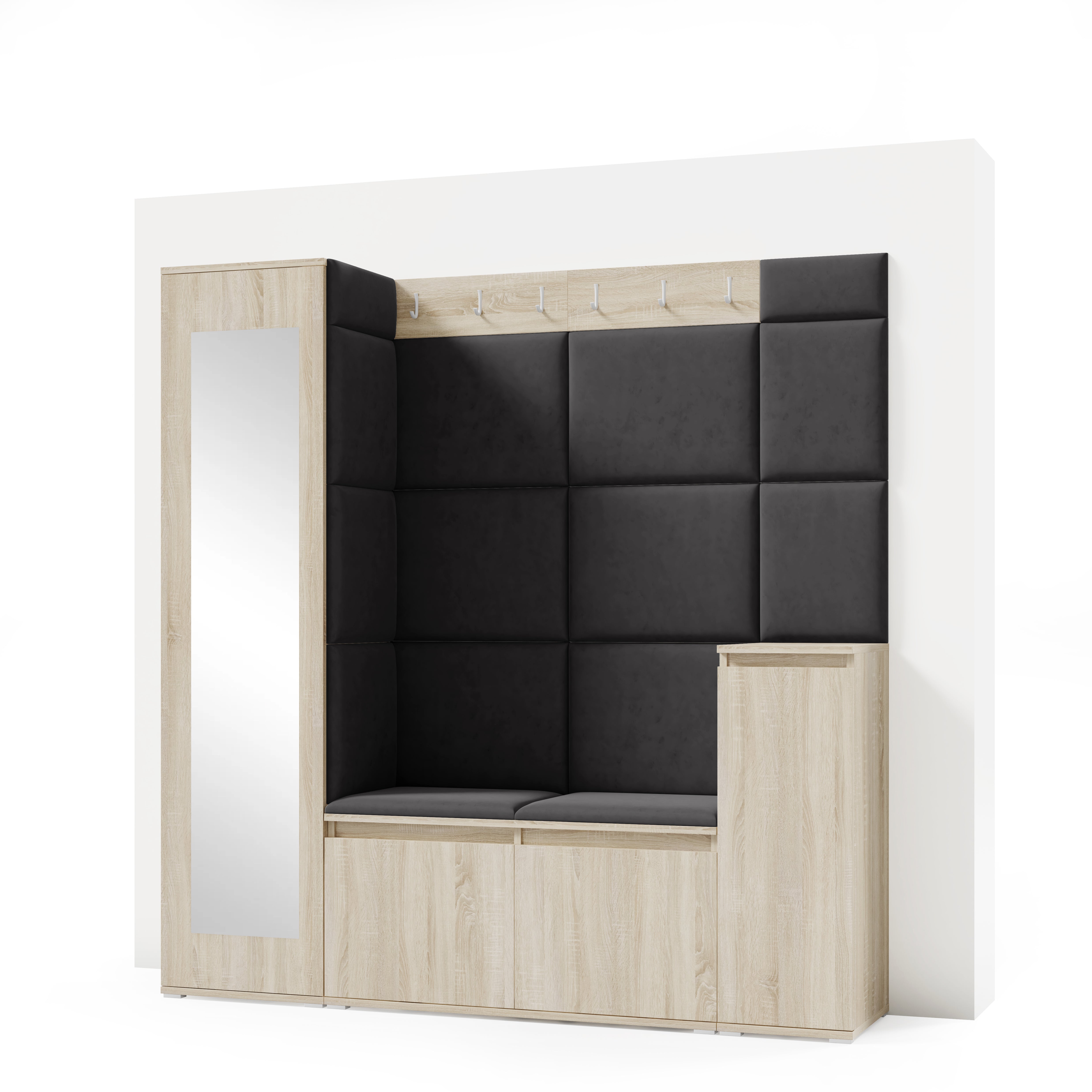 PK Emi 28 Hallway Wardrobe Sonoma Oak - Upholstered Panels in Various Colours