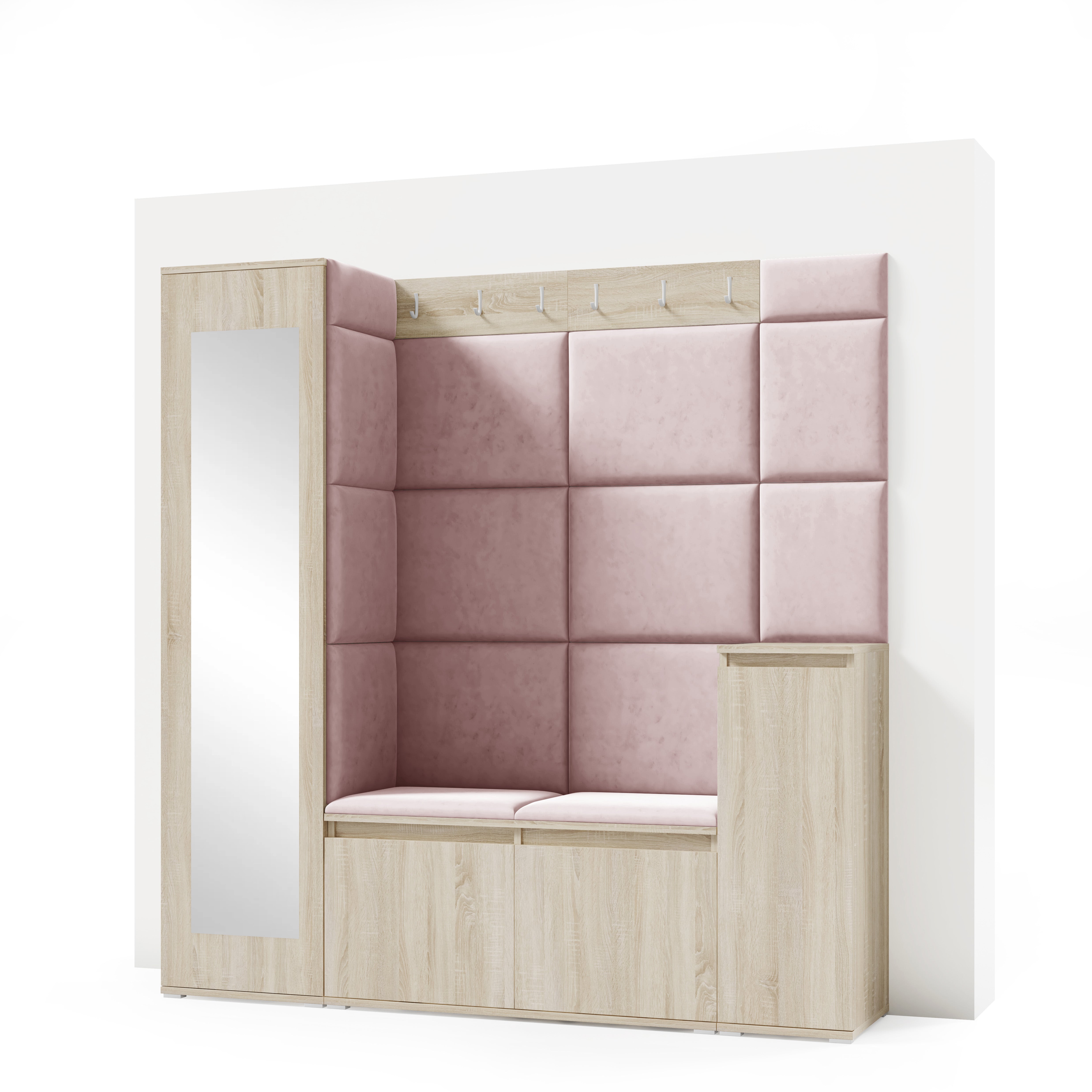 PK Emi 28 Hallway Wardrobe Sonoma Oak - Upholstered Panels in Various Colours