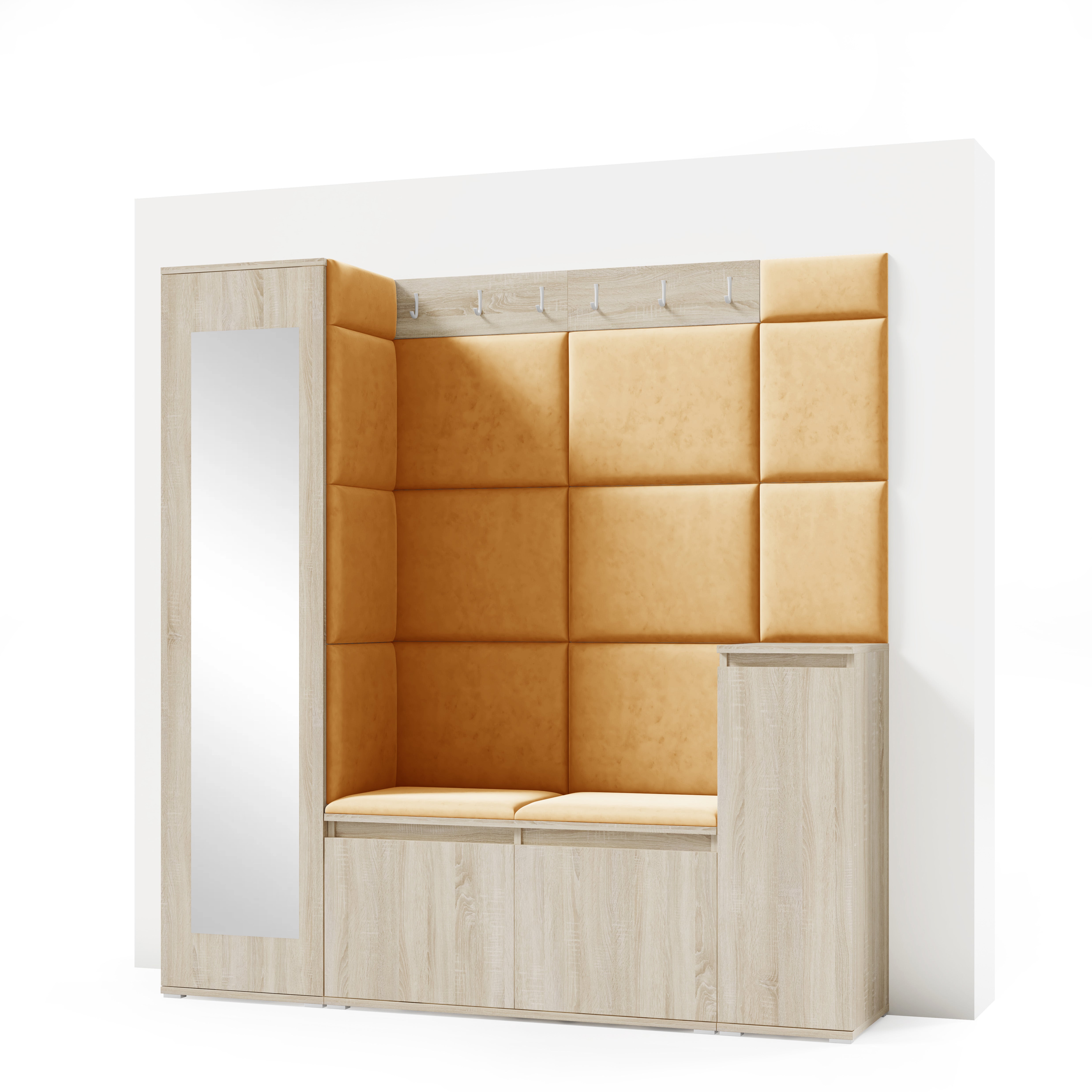 PK Emi 28 Hallway Wardrobe Sonoma Oak - Upholstered Panels in Various Colours