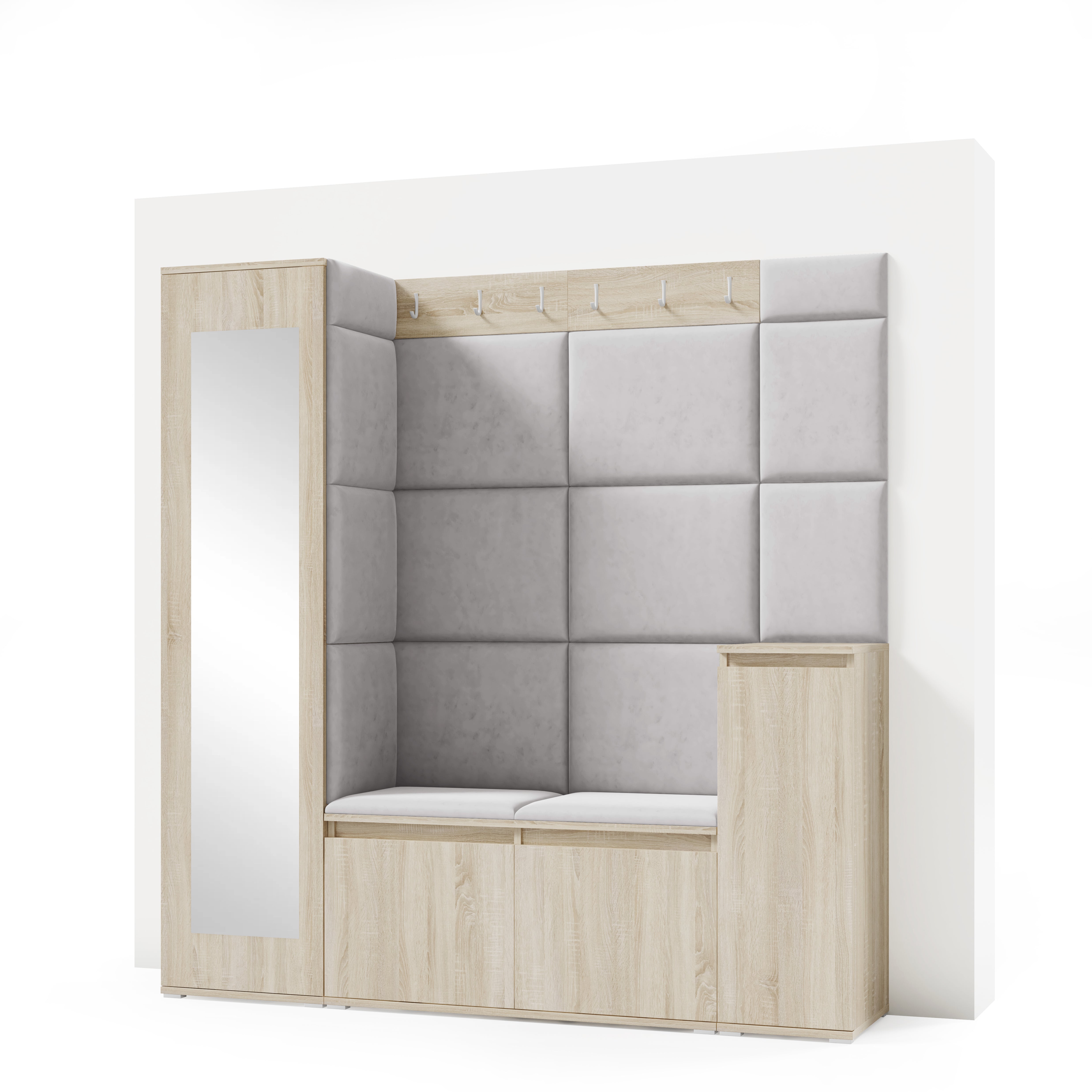 PK Emi 28 Hallway Wardrobe Sonoma Oak - Upholstered Panels in Various Colours