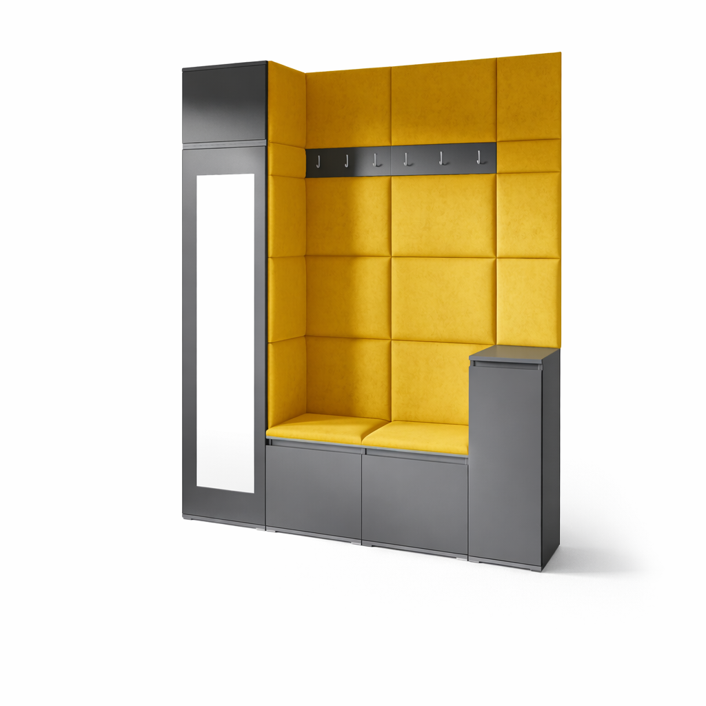 PK Emi 29 Hallway Wardrobe Graphite - Upholstered Panels in Various Colours