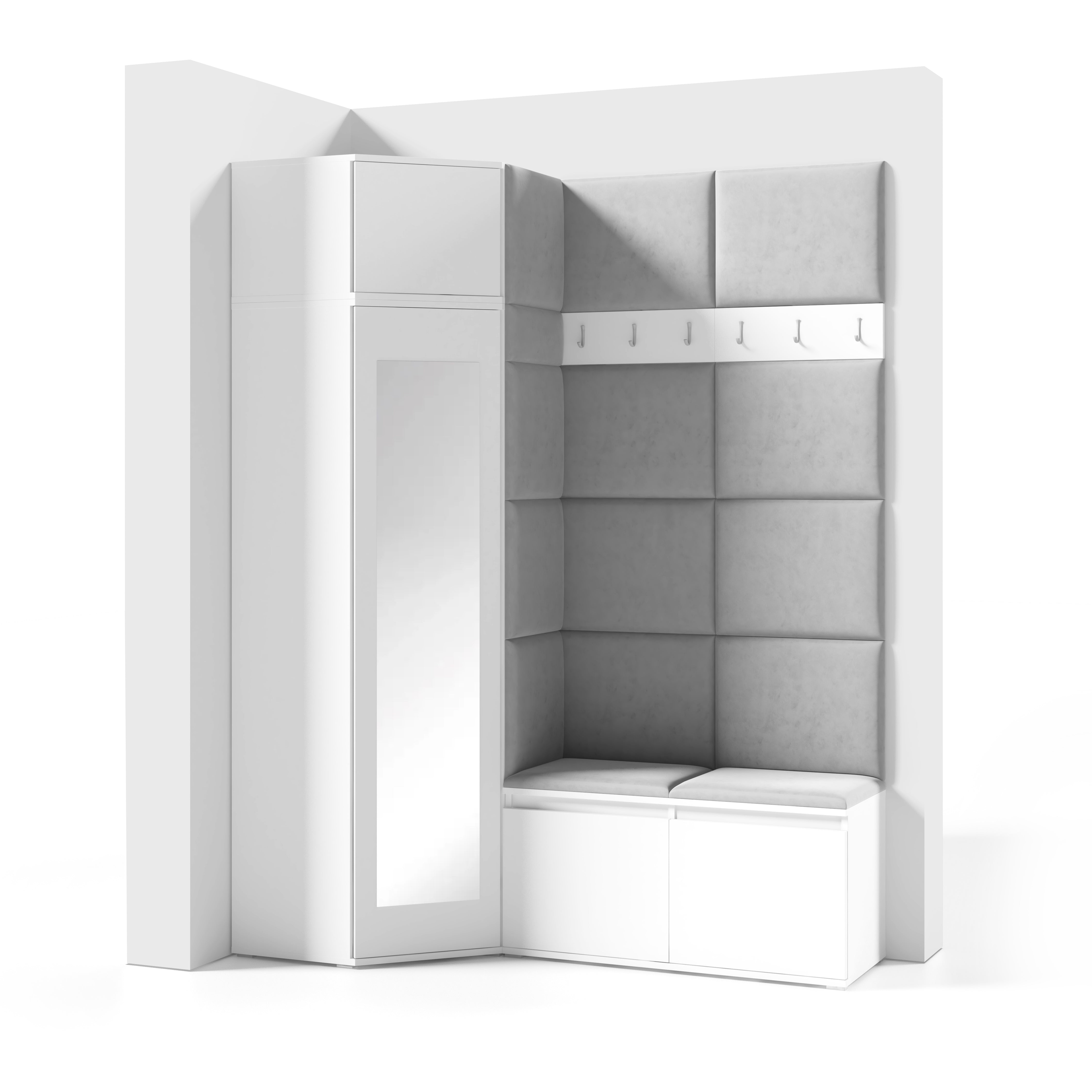 PK Emi 37 Hallway Wardrobe White - Upholstered Panels in Various Colours