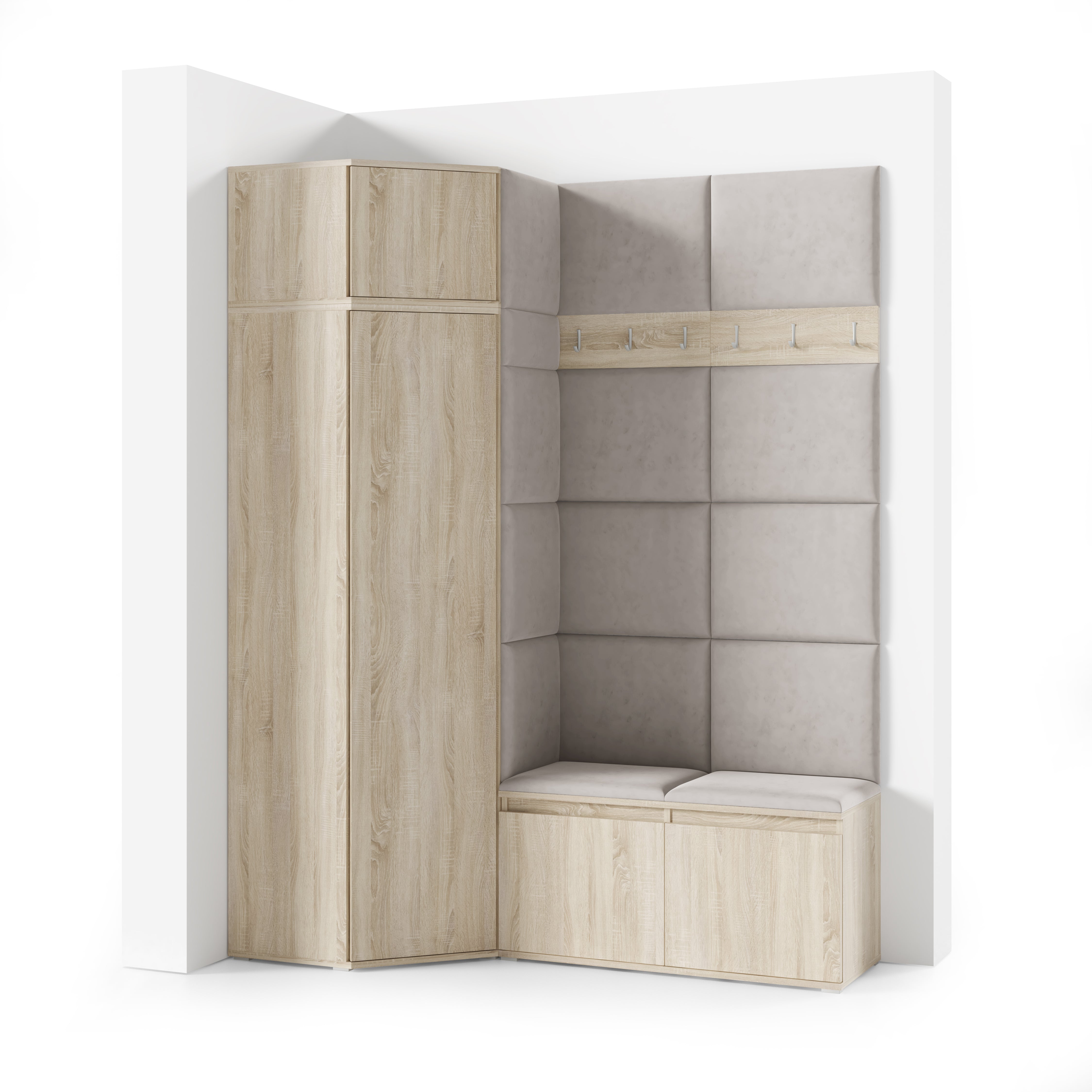 PK Emi 37 Hallway Wardrobe Sonoma Oak- Upholstered Panels in Various Colours