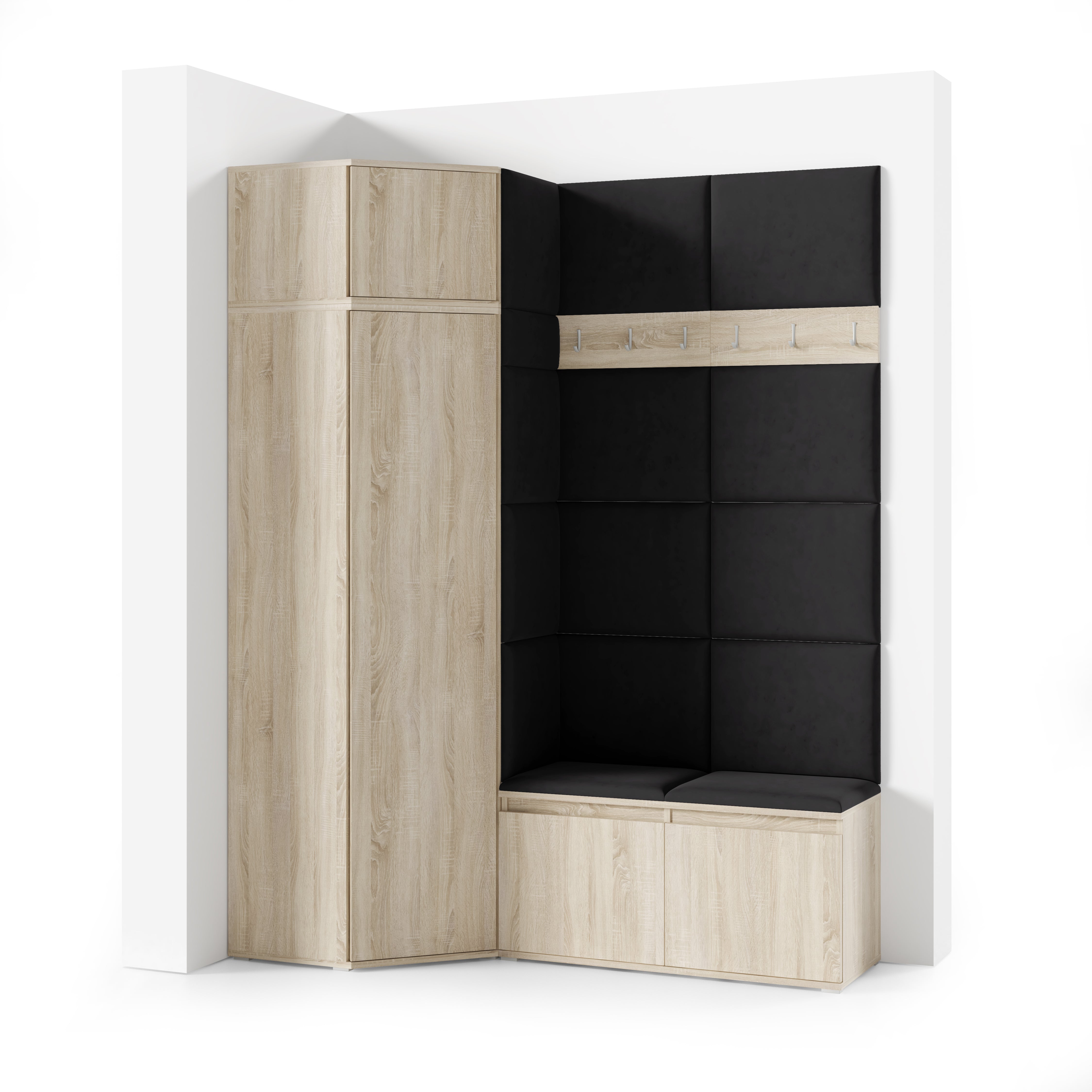 PK Emi 37 Hallway Wardrobe Sonoma Oak- Upholstered Panels in Various Colours